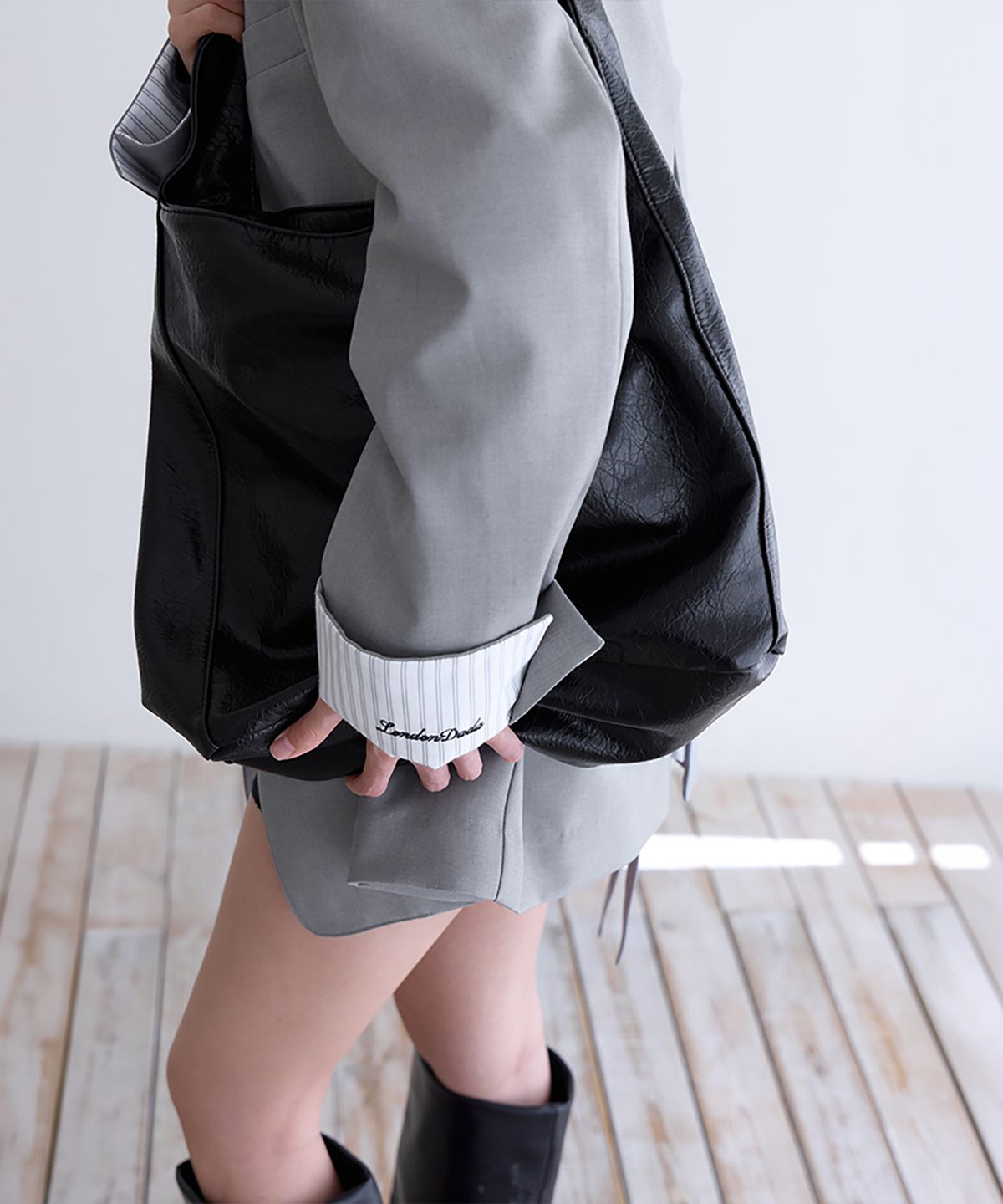 런던다다(LONDONDADA) Shirt Lyered Back Slit Jacket, LIGHT GREY