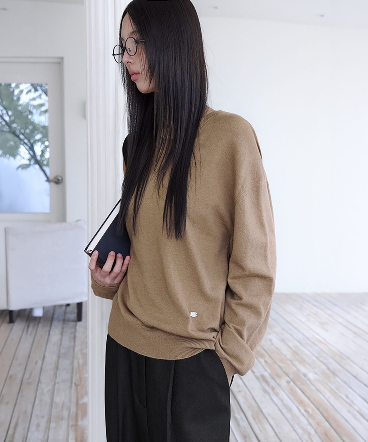 런던다다(LONDONDADA) Essential Washable Round Knit, CAMEL BEIGE