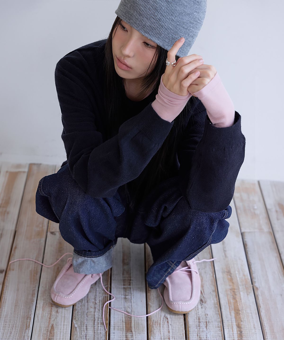 런던다다(LONDONDADA) Essential Washable Round Knit, NAVY