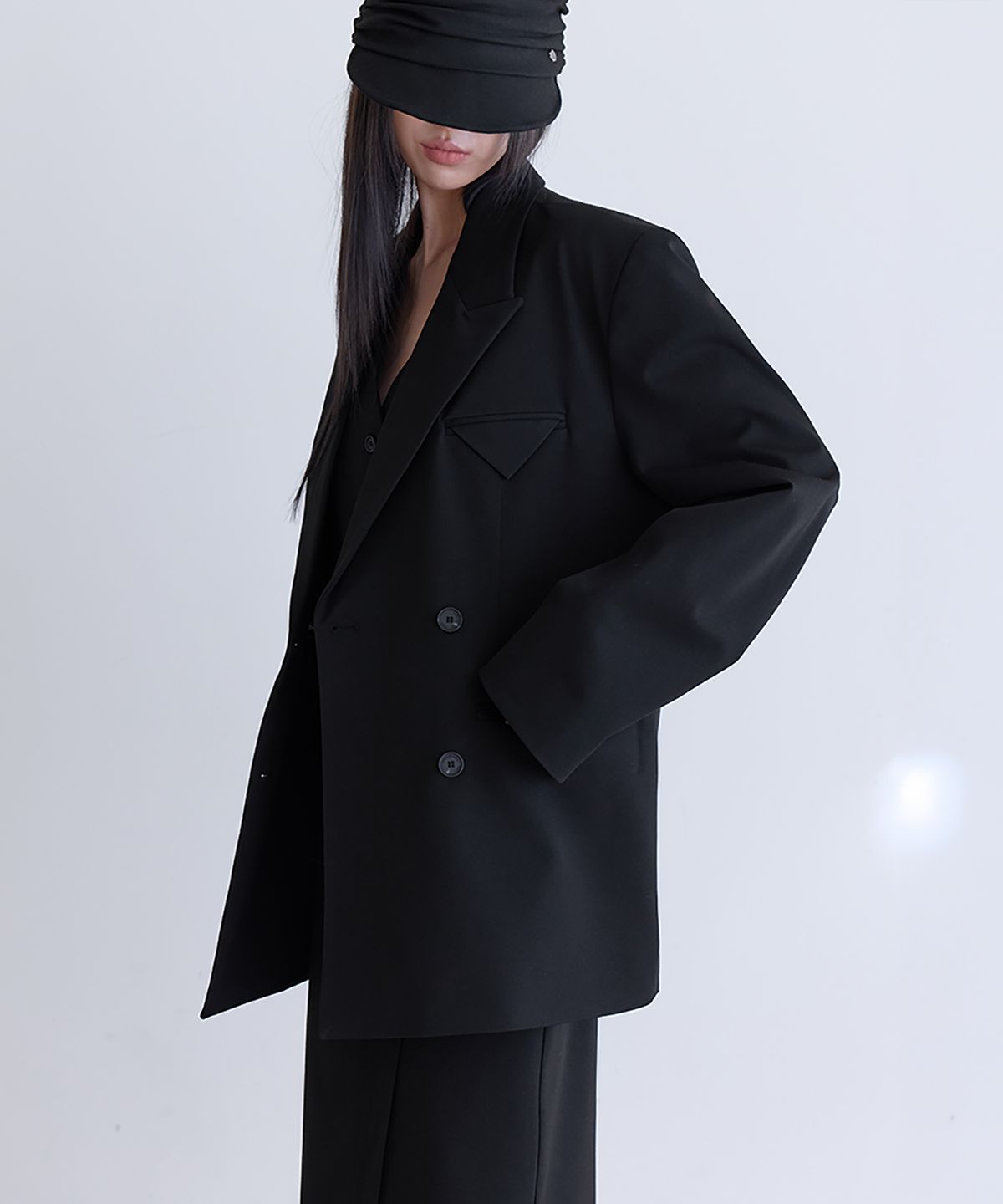런던다다(LONDONDADA) [SET-UP] Essential Tailored Oversized Jacket, BLACK