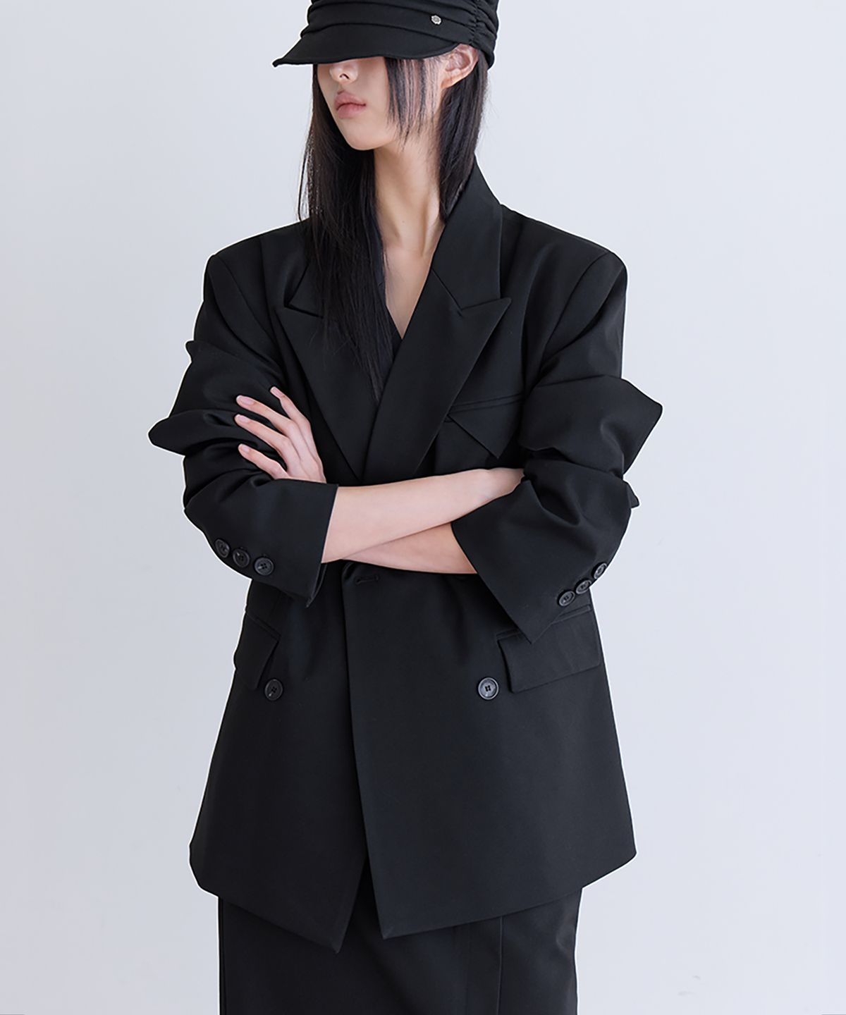 런던다다(LONDONDADA) [SET-UP] Essential Tailored Oversized Jacket, BLACK