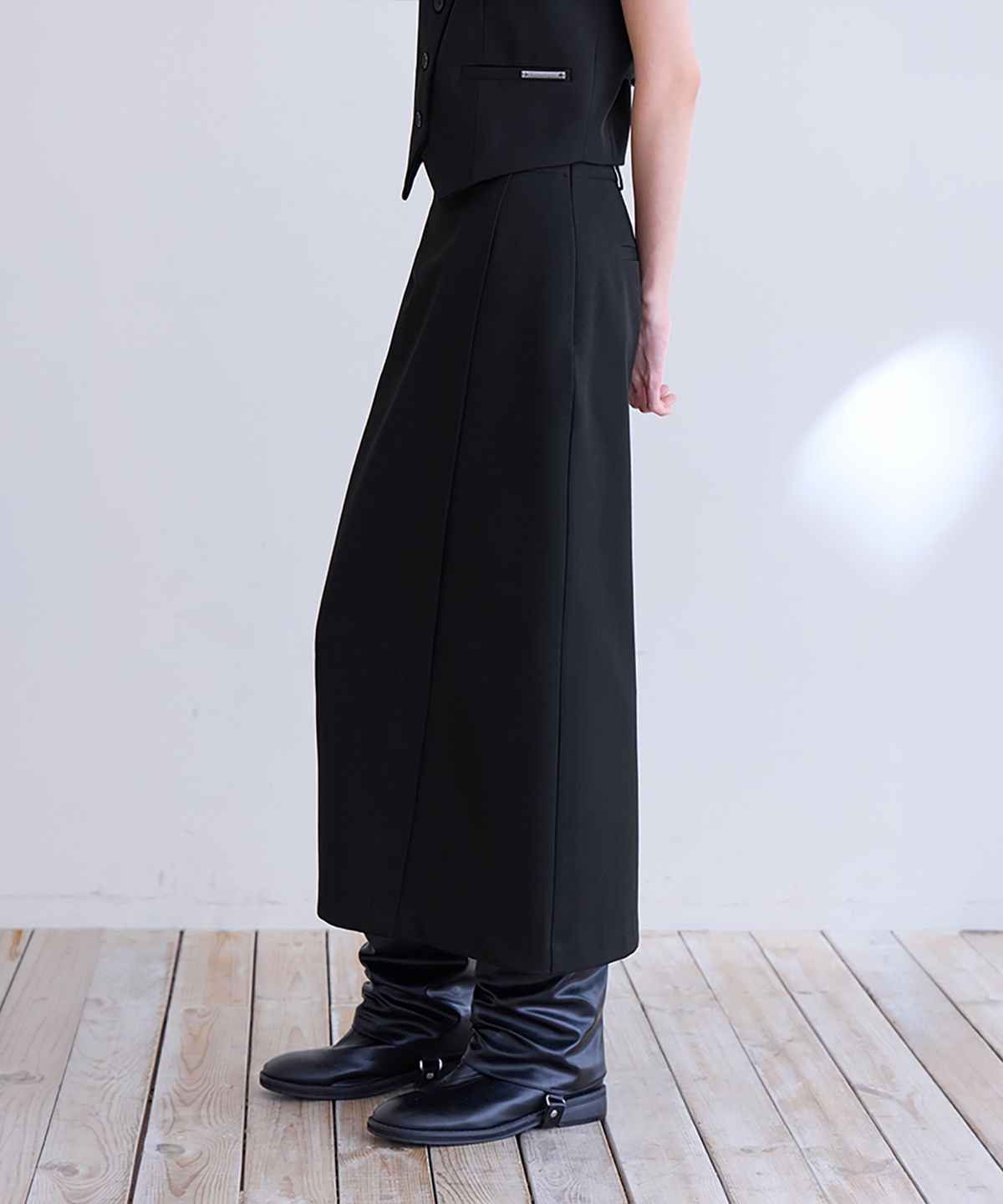 런던다다(LONDONDADA) [SET-UP] Essential Tailored Long Skirt, CHARCOAL