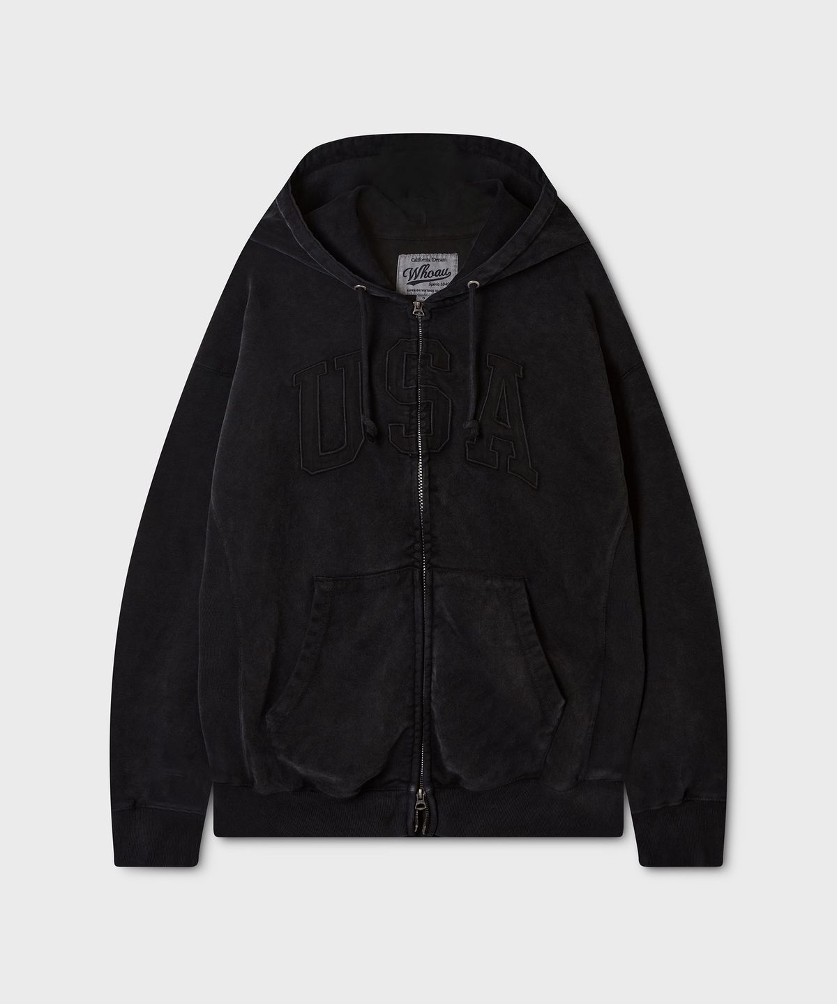 후아유(WHO.A.U) Vintage Dyed USA Hood Zip-up(Over-fit) / WHMZG4991U
