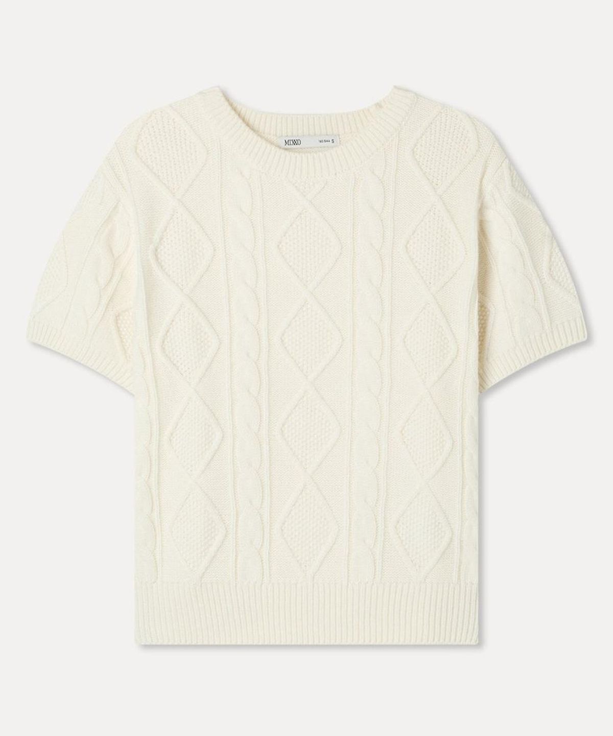 미쏘(MIXXO) 아란 케이블 반팔 니트_MIWKAGT02T
