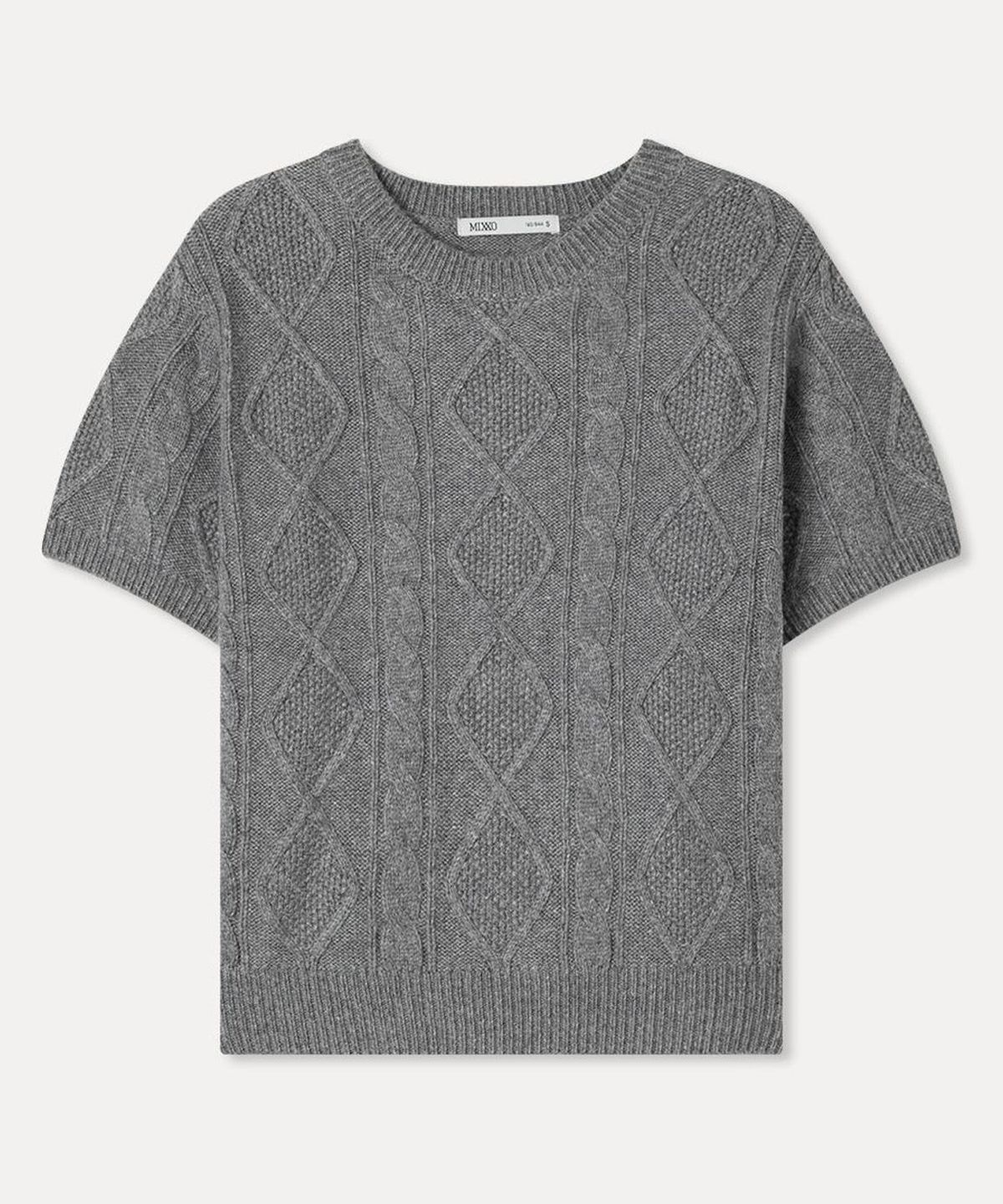 미쏘(MIXXO) 아란 케이블 반팔 니트_MIWKAGT02T