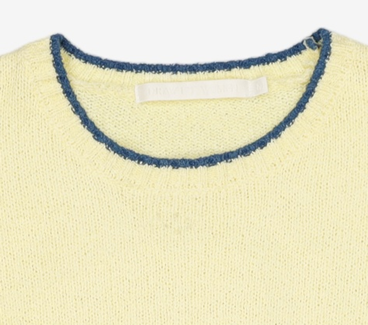 드로우핏 우먼(DRAWFIT WOMEN) 라인 배색 부클 반팔 니트 [LEMON] M