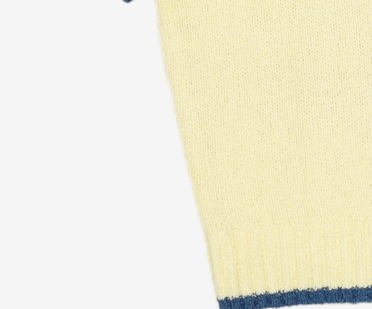 드로우핏 우먼(DRAWFIT WOMEN) 라인 배색 부클 반팔 니트 [LEMON] M