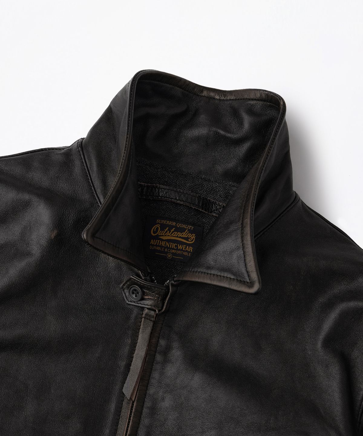 아웃스탠딩(OUTSTANDING) LEATHER SPORTS JACKET_VINTAGE BLACK