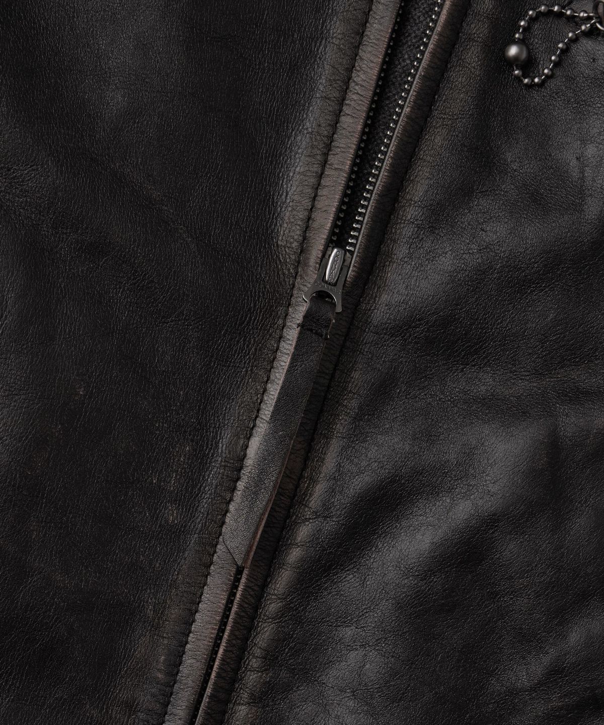아웃스탠딩(OUTSTANDING) LEATHER SPORTS JACKET_VINTAGE BLACK