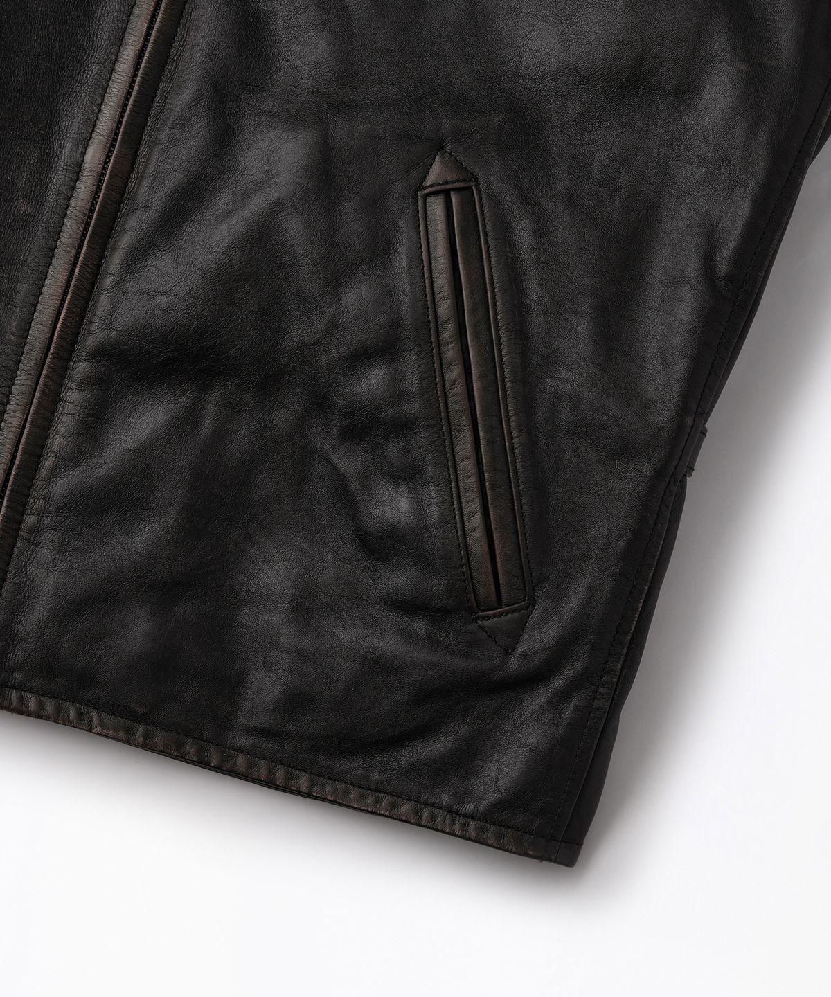 아웃스탠딩(OUTSTANDING) LEATHER SPORTS JACKET_VINTAGE BLACK