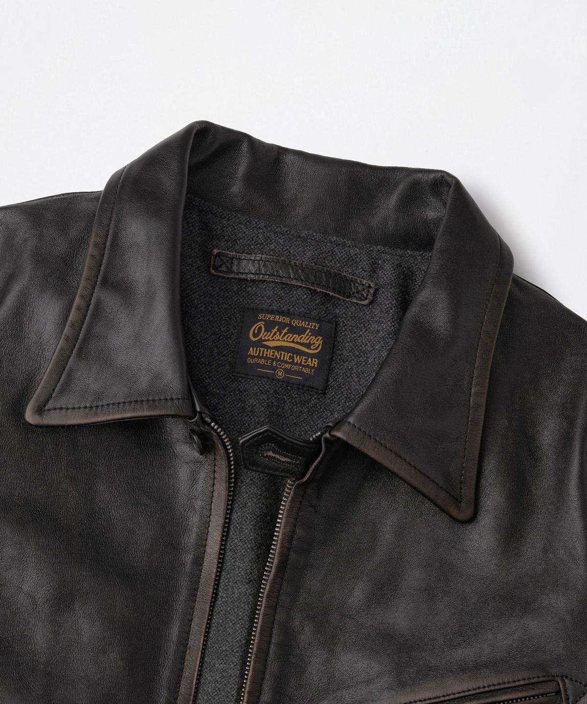 아웃스탠딩(OUTSTANDING) LEATHER SPORTS JACKET_VINTAGE BLACK