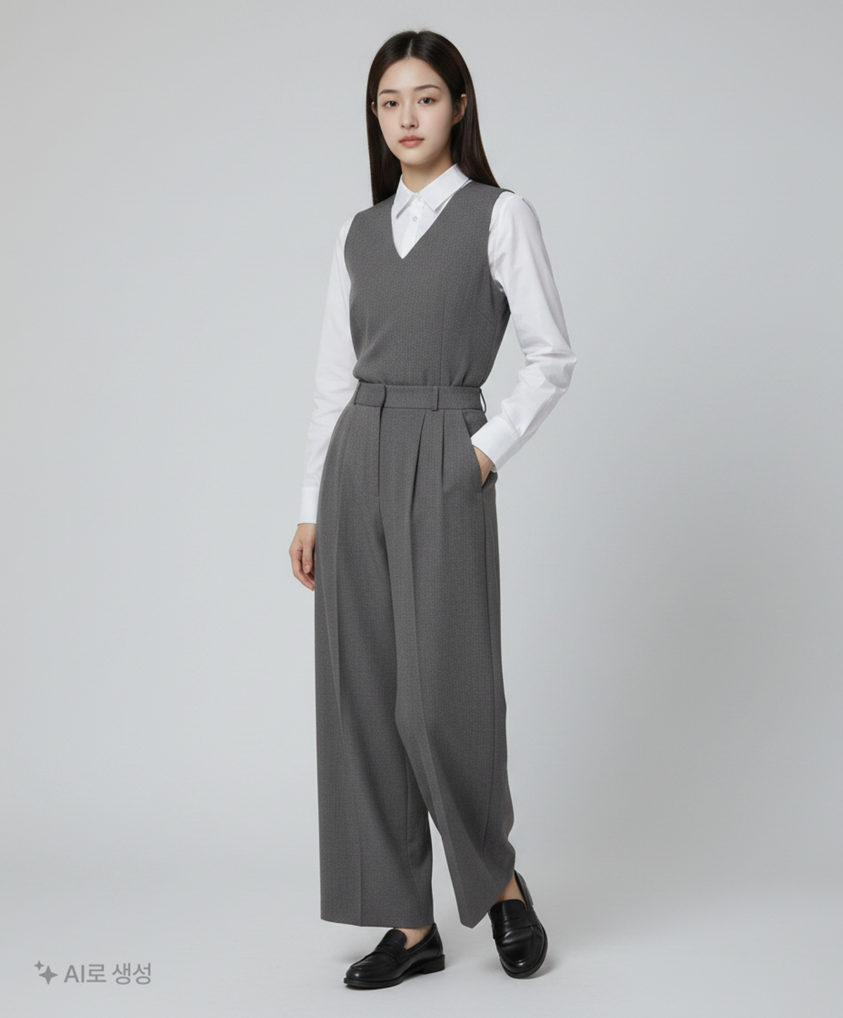 제너럴 아이디어(GENERAL IDEA) 투턱 와이드 슬랙스 [CHARCOAL] / WBE1L11506 S