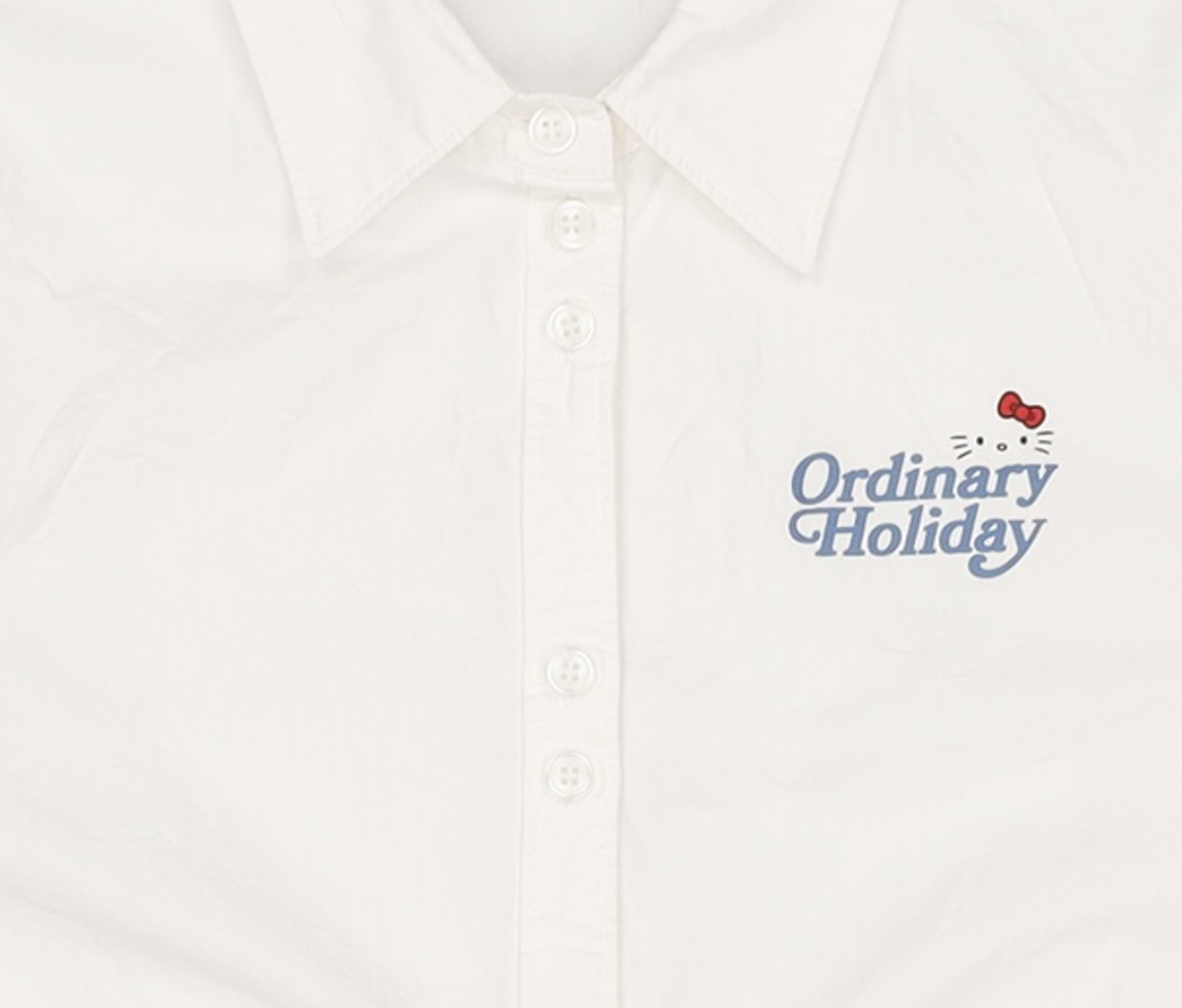 오디너리 홀리데이(ORDINARY HOLIDAY) [오디너리 X 헬로키티] 반팔 셔츠 [WHITE] FREE