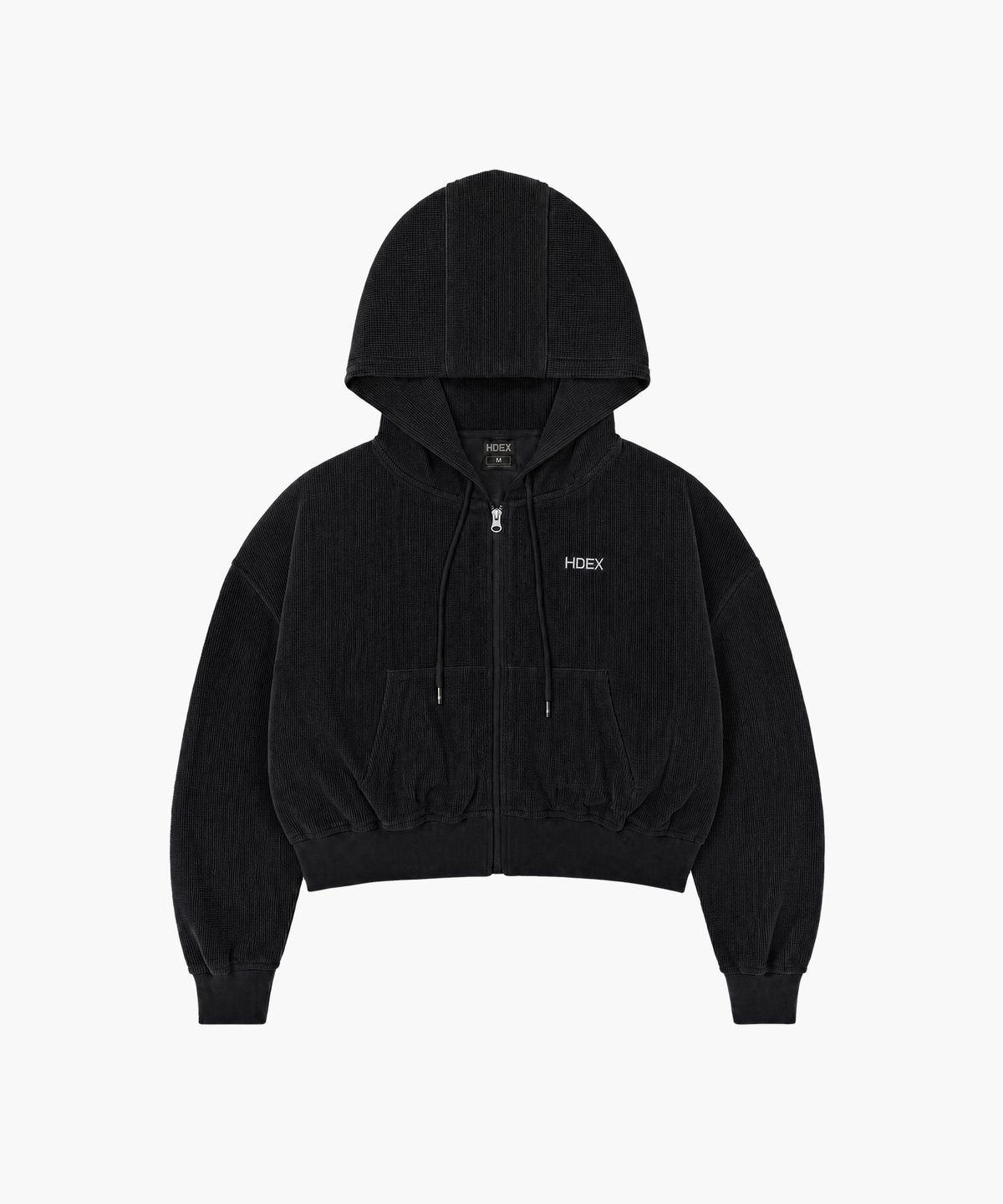 에이치덱스(HDEX) 소프트 벨로어 와플 후디 집업 W (Black)