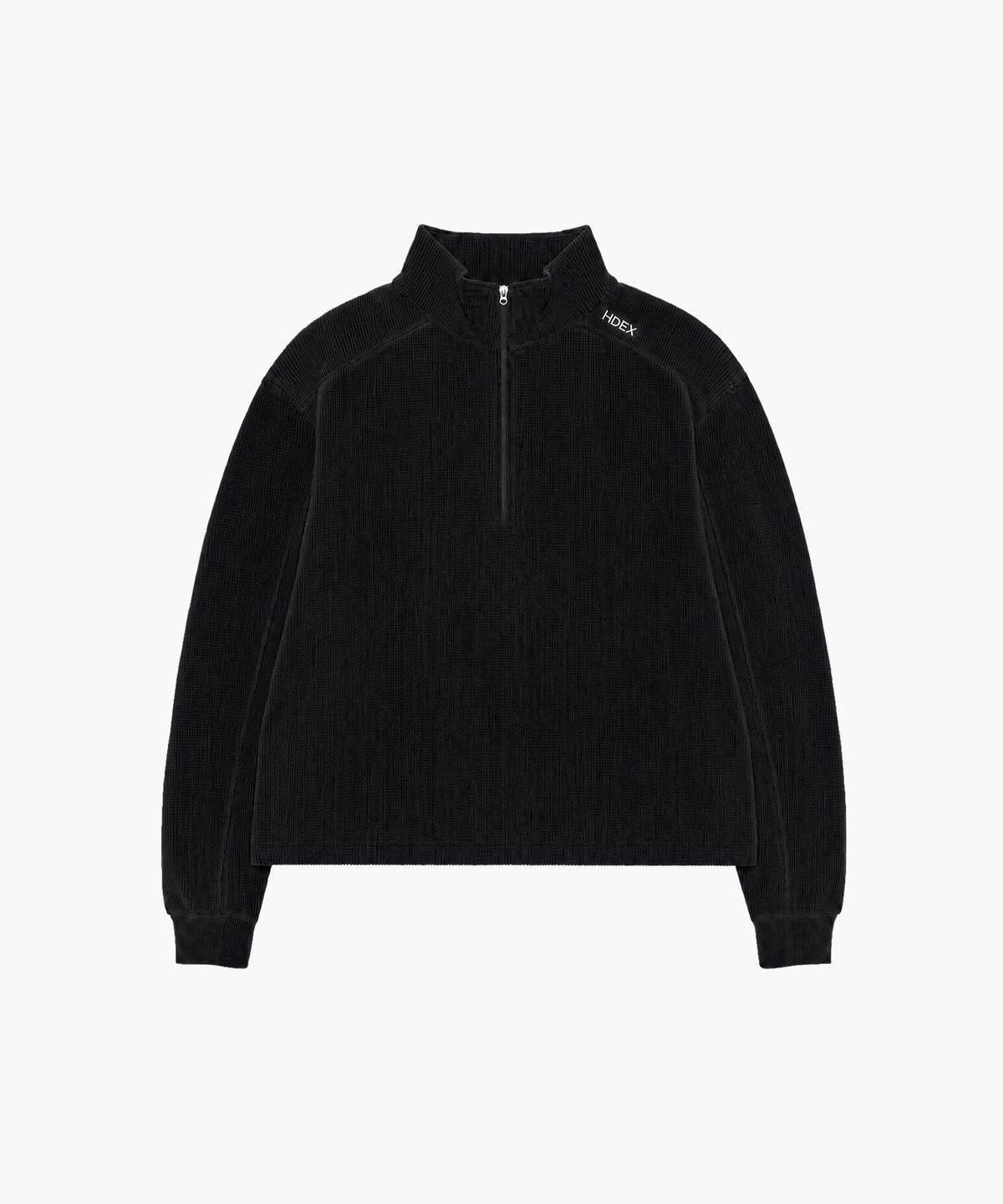 에이치덱스(HDEX) 소프트 벨로어 와플 하프 집업 (Black)