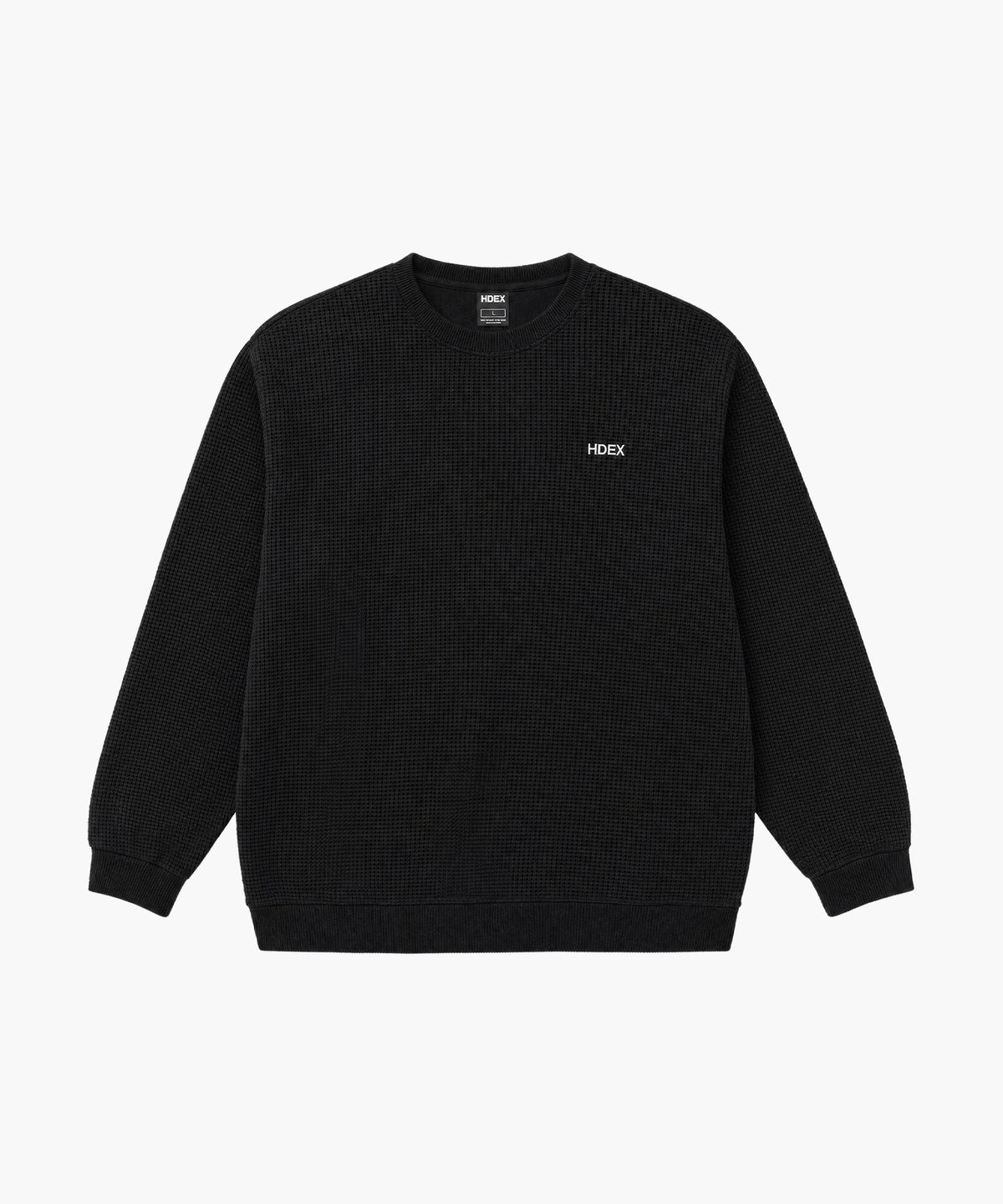 에이치덱스(HDEX) 소프트 벨로어 와플 크루넥 (Black)
