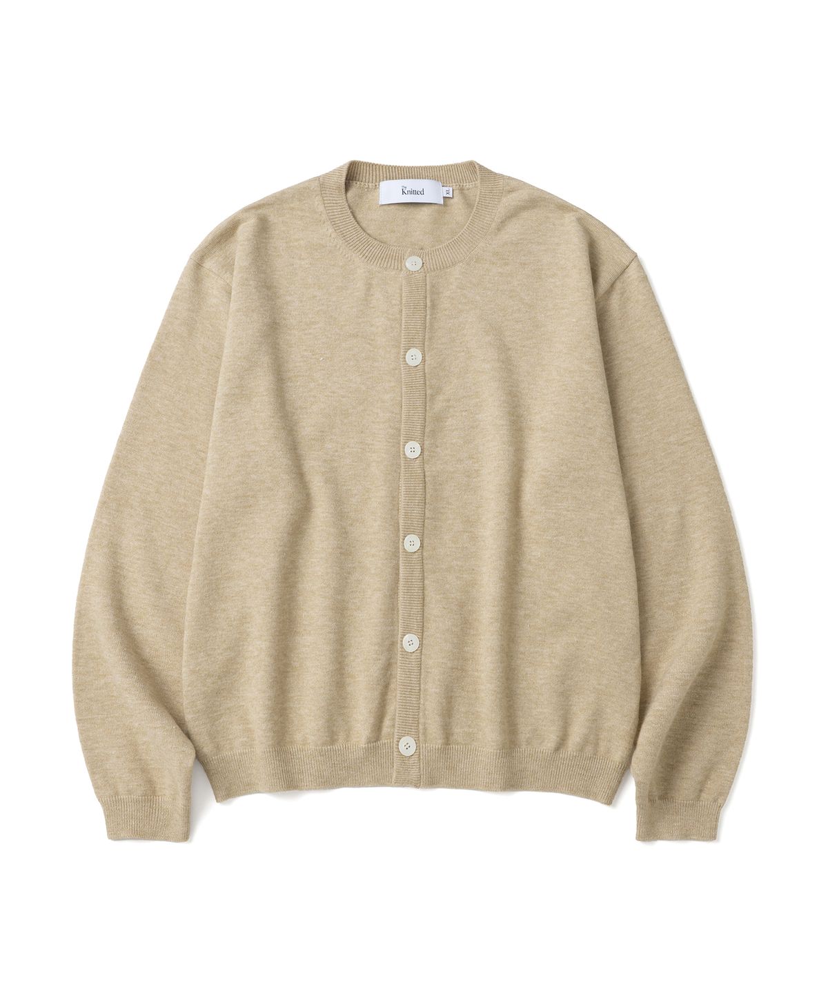 니티드(KNITTED) 베이직 에센셜 크롭 라운드 가디건 BEIGE