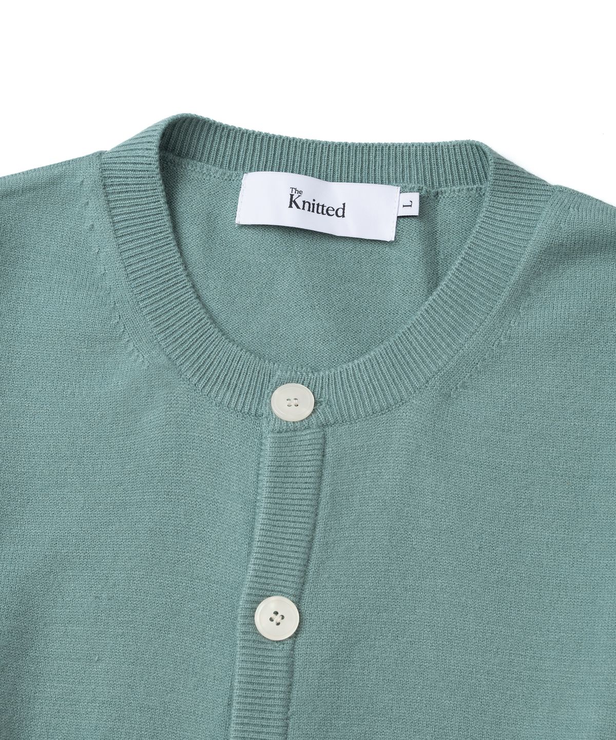 니티드(KNITTED) 베이직 에센셜 크롭 라운드 가디건 DUSTY GREEN
