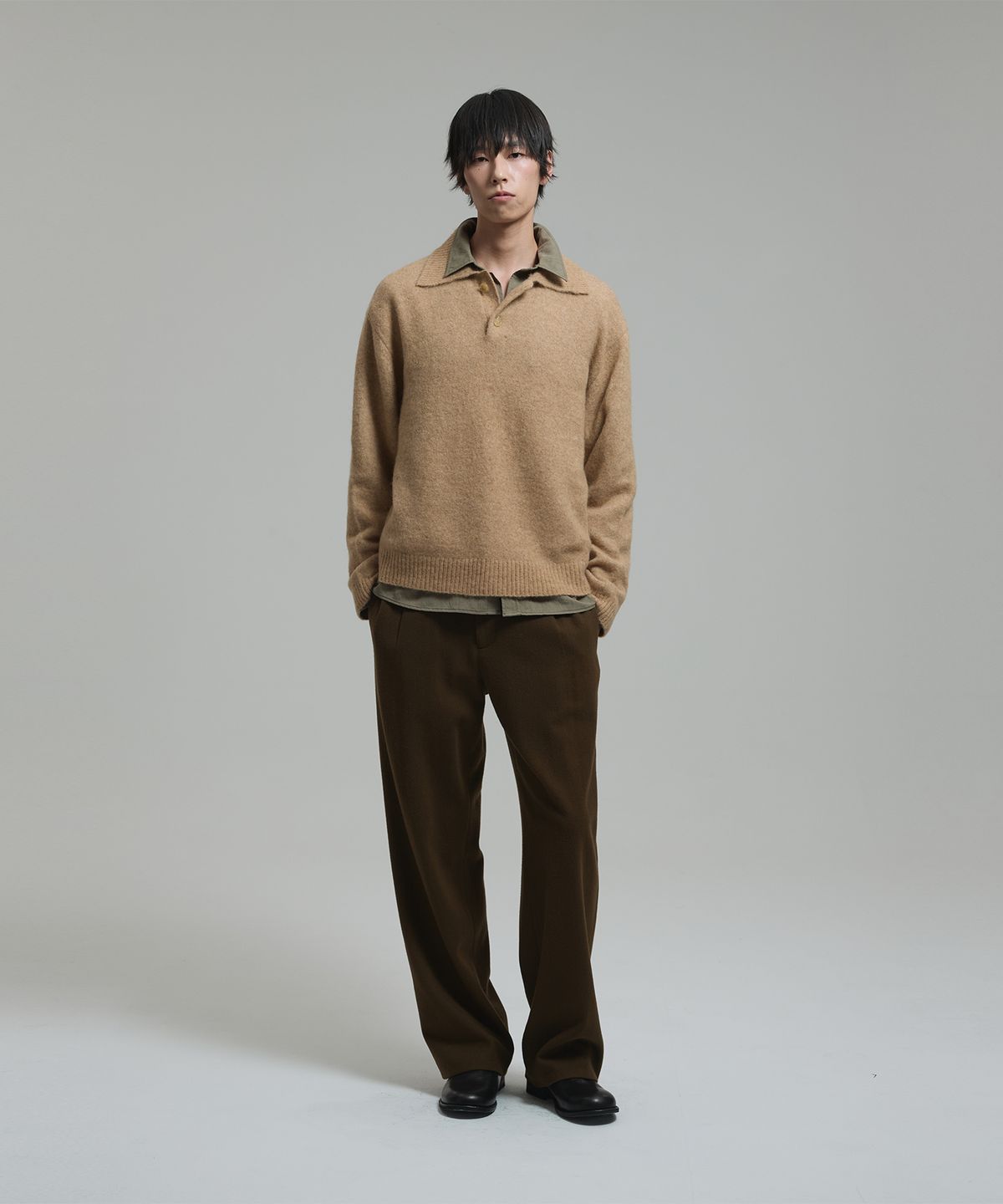 넌블랭크(NONBLANK) 모헤어 크롭 칼라 니트_BEIGE