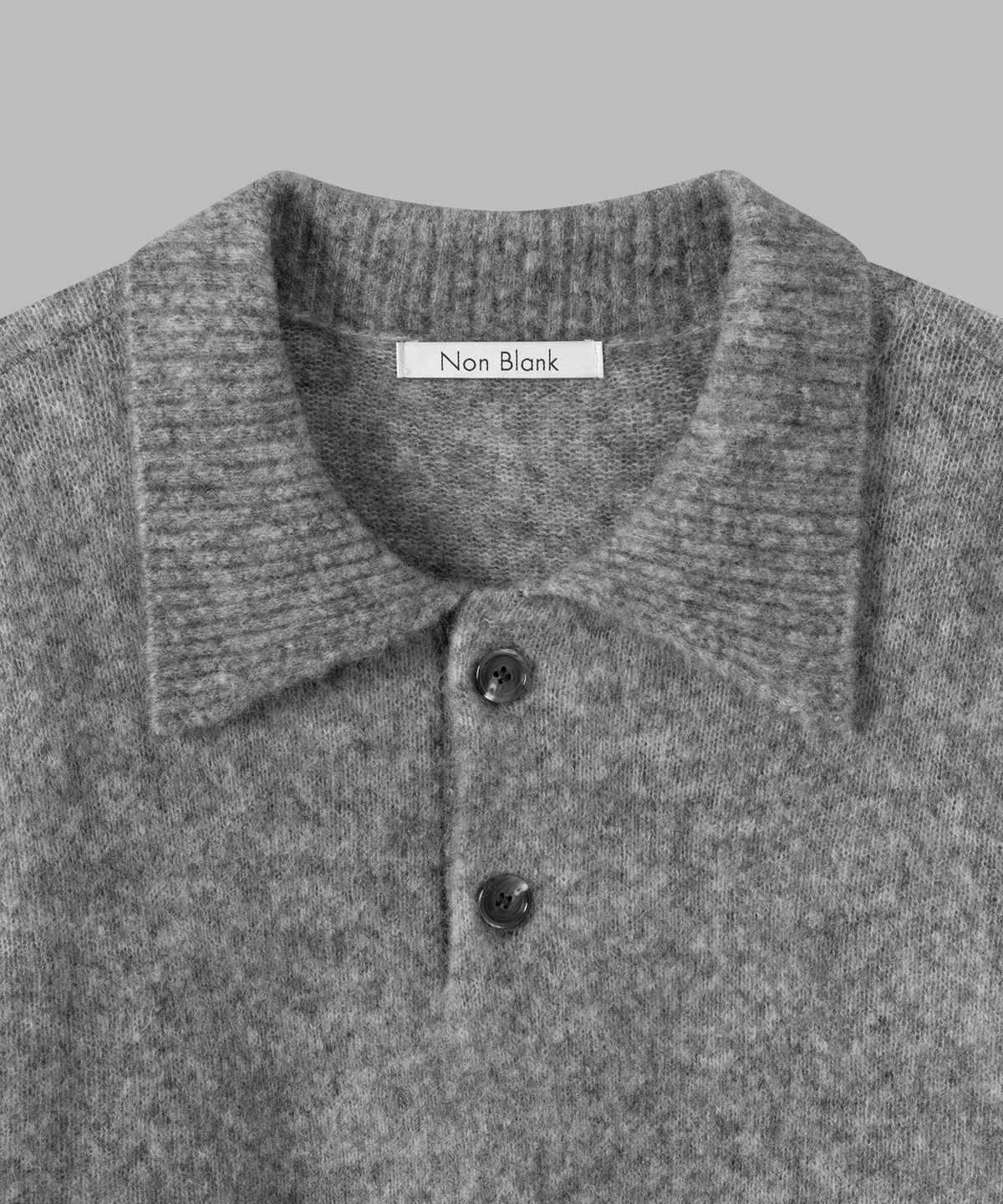 넌블랭크(NONBLANK) 모헤어 크롭 칼라 니트_MELANGE GREY