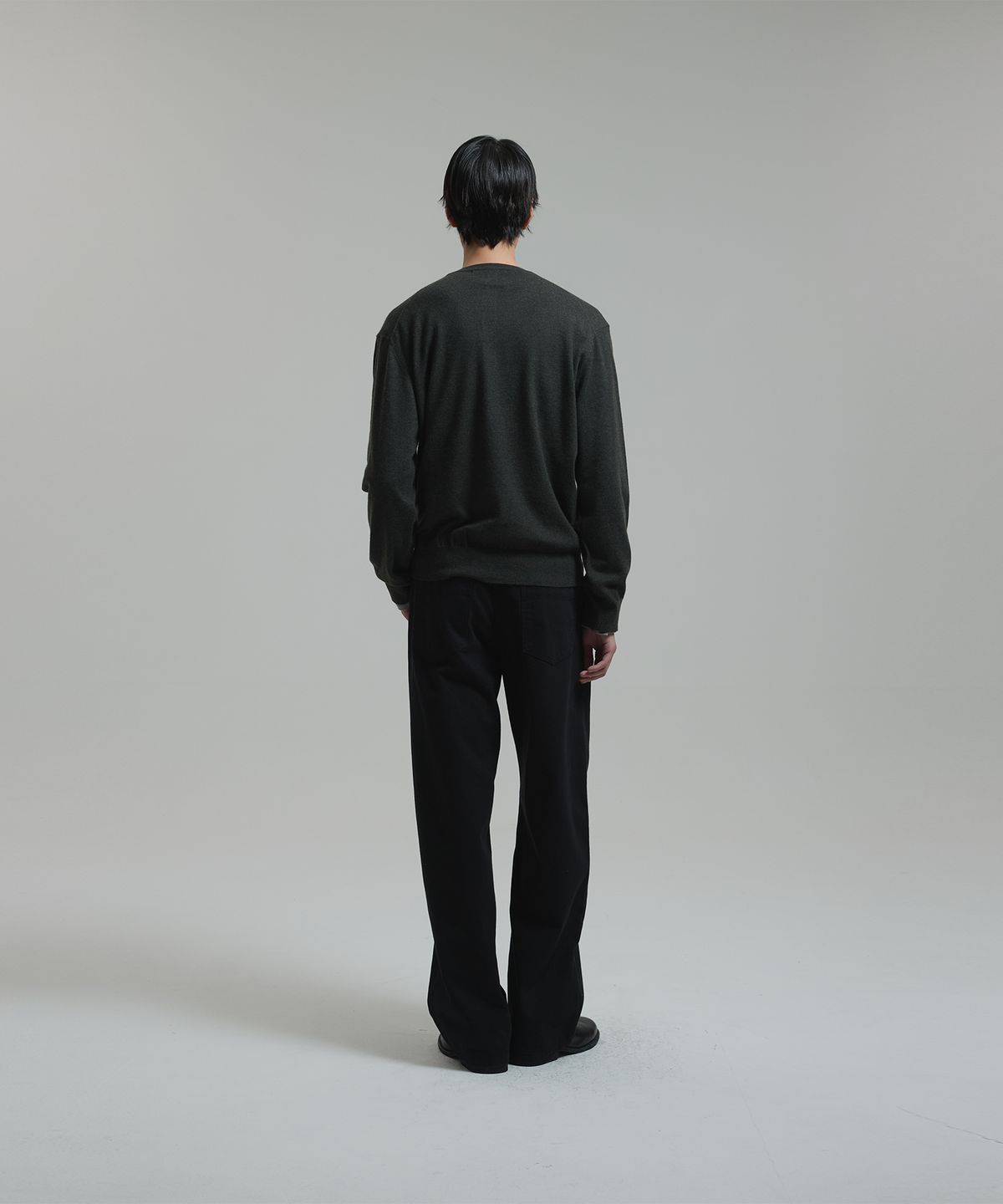 넌블랭크(NONBLANK) 워셔블 헨리넥 니트_CHARCOAL