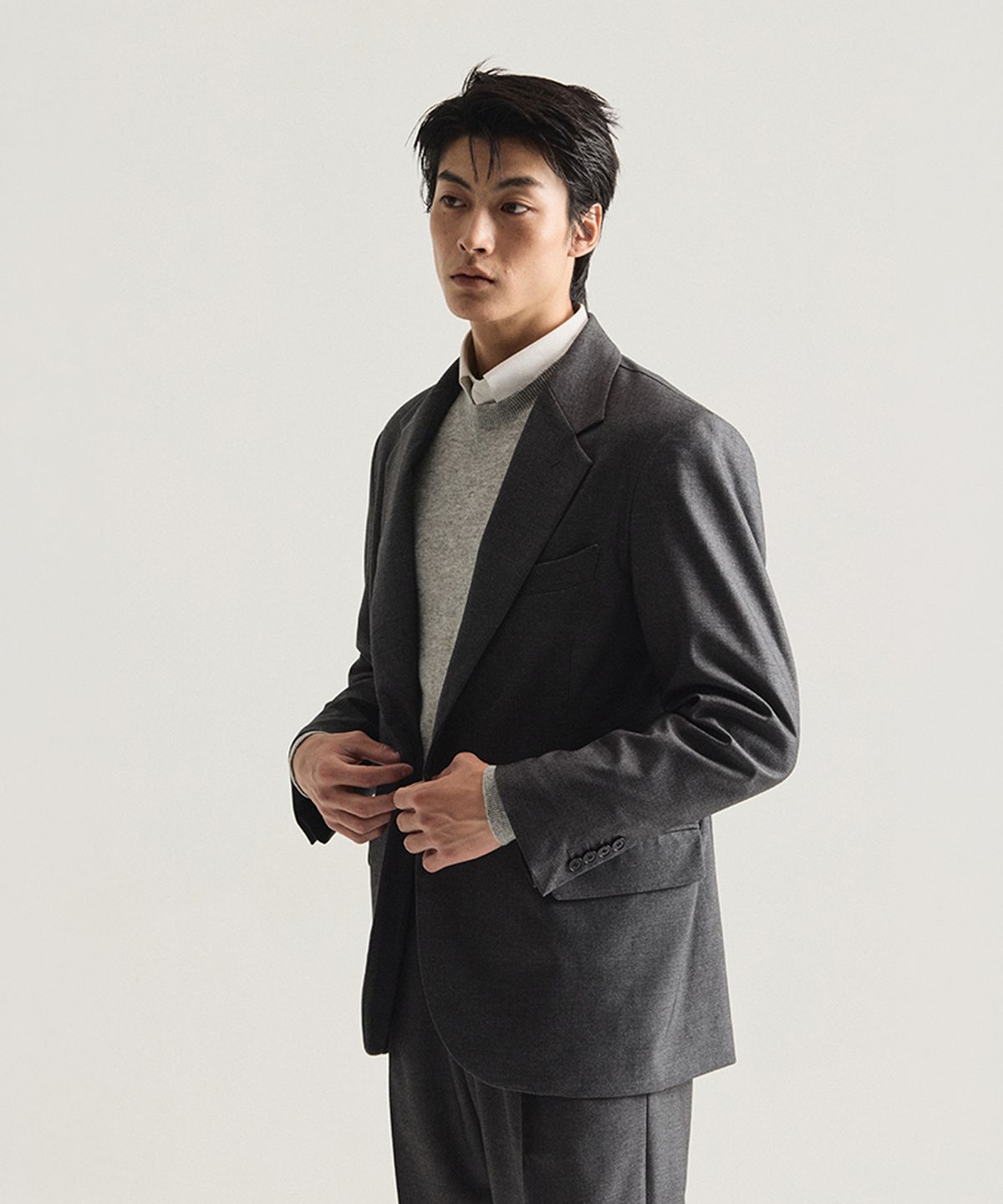 테일러채드(TAILORCHAD) [Set]시그니처 그레이 테일러드 싱글 블레이저