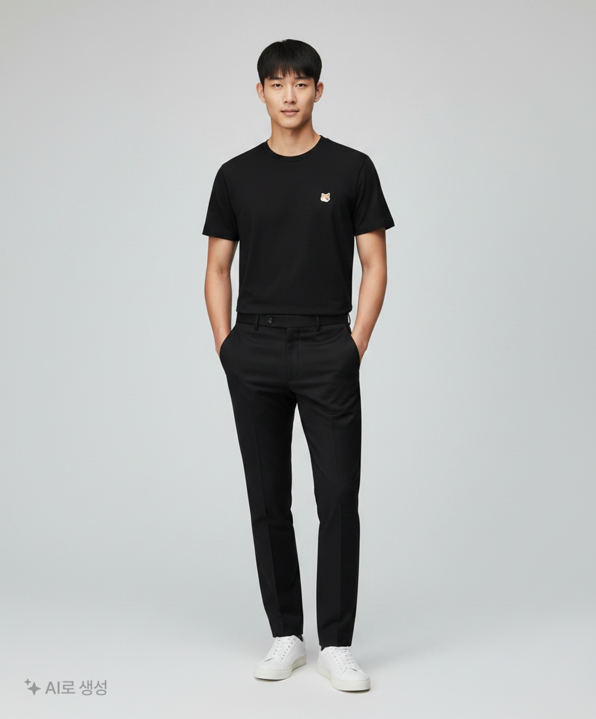 메종 키츠네(MAISON KITSUNE) 폭스헤드 반팔 티셔츠 AM00103KJ0008 P480 NAVY M