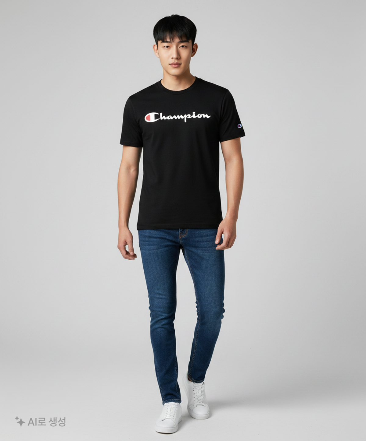 챔피온(CHAMPION) [GT23H] Y06794 그래픽 져지 로고 반팔 티셔츠 - 블랙 M