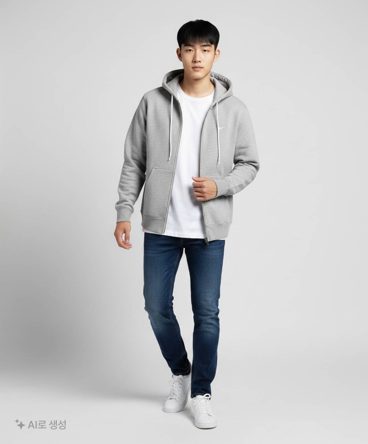 나이키(NIKE) 솔로 스우시 풀집 후디 M - 다크 그레이 헤더:화이트 / DR0404-063 S