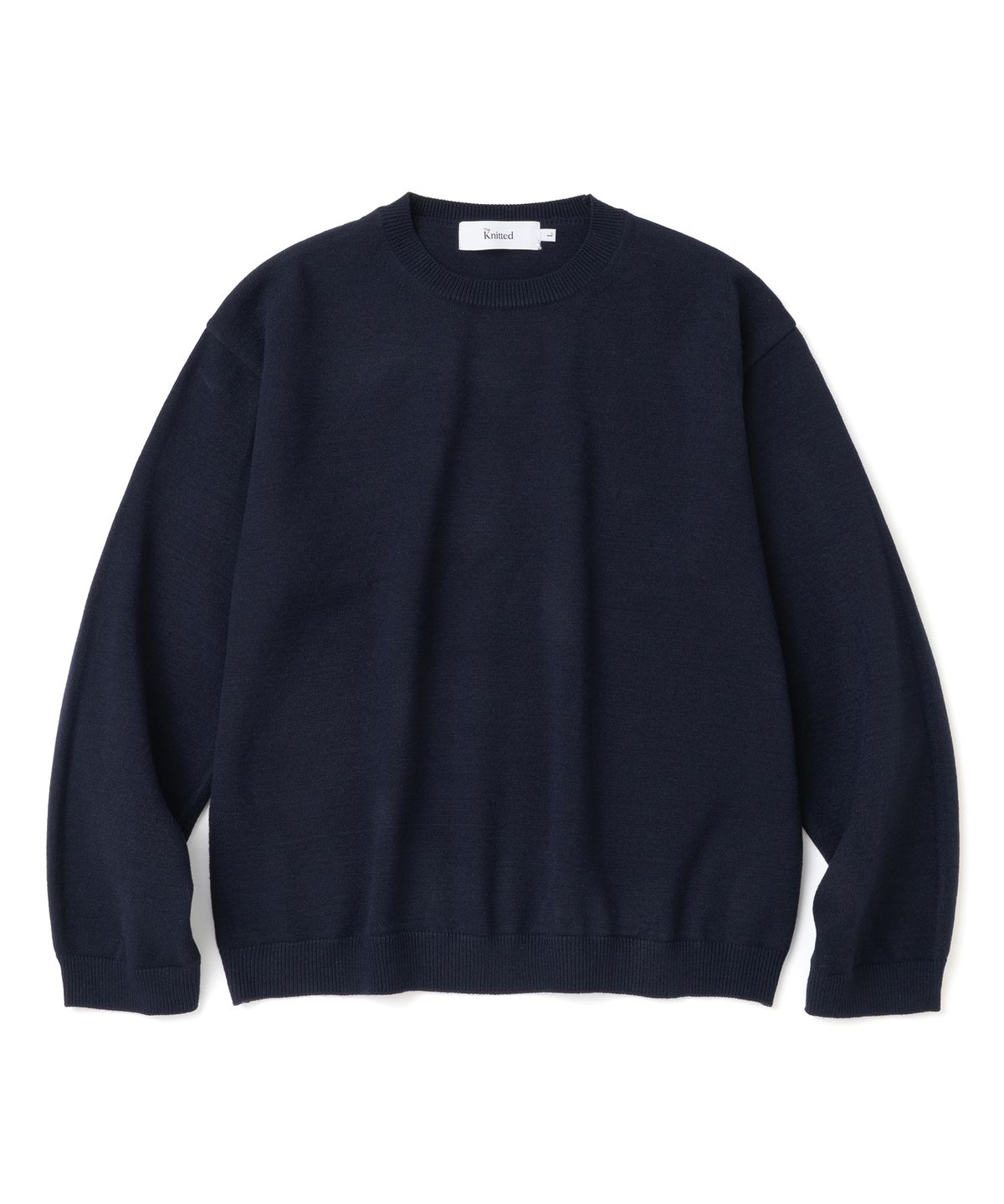 니티드(KNITTED) 베이직 에센셜 크롭 라운드 니트 NAVY