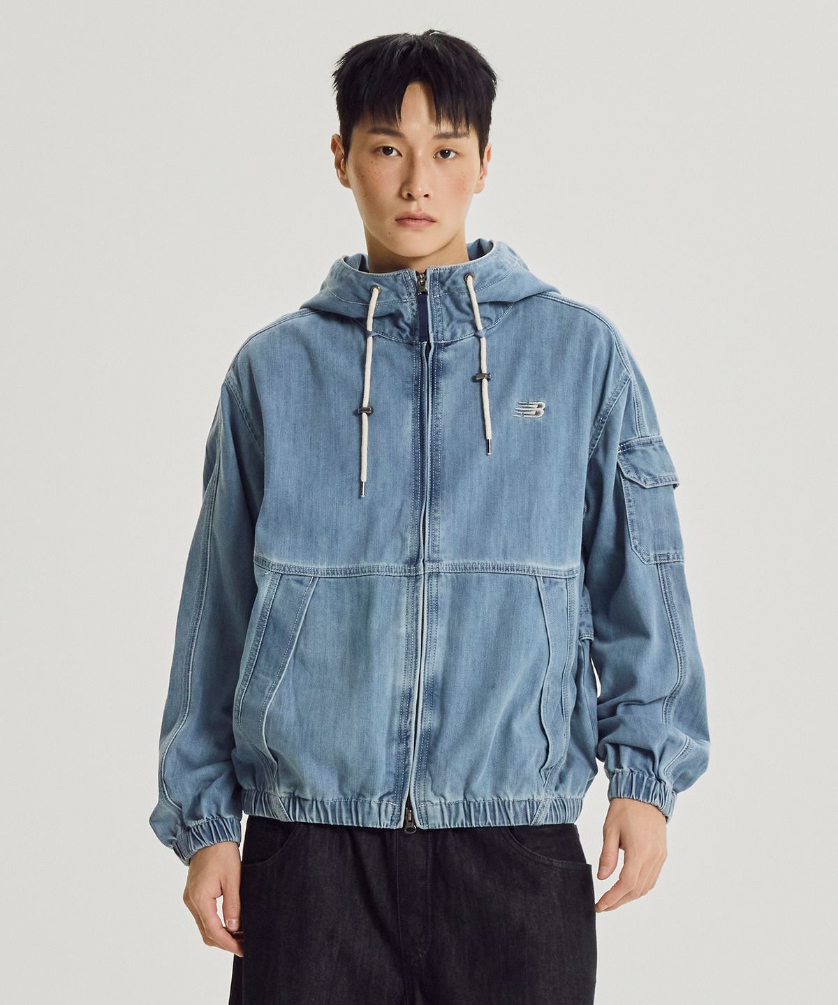 뉴발란스(NEW BALANCE) NBNAG4A013 / UNI NB 데님 후드 포켓 자켓 (L/INDIGO)