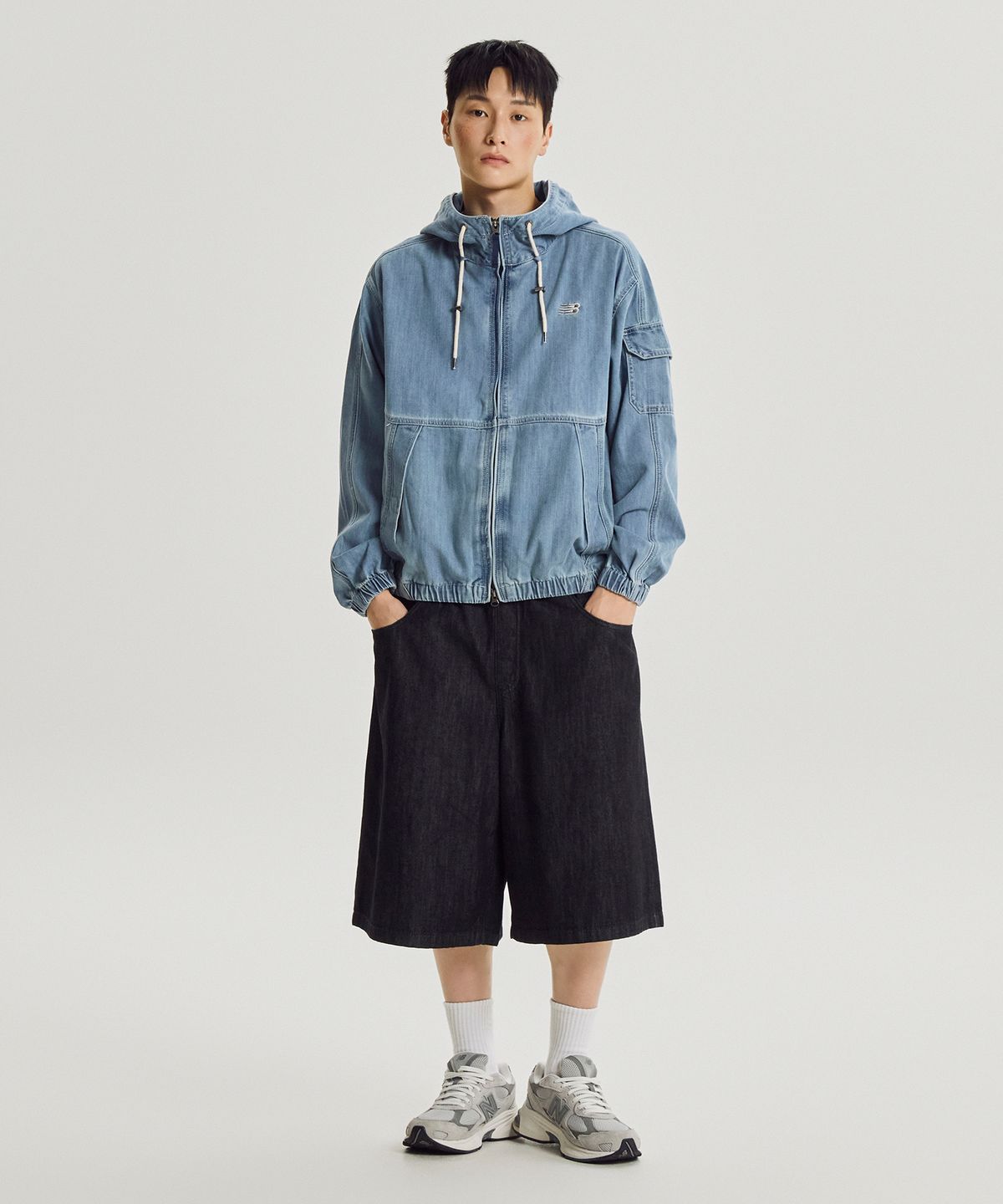 뉴발란스(NEW BALANCE) NBNAG4A013 / UNI NB 데님 후드 포켓 자켓 (L/INDIGO)
