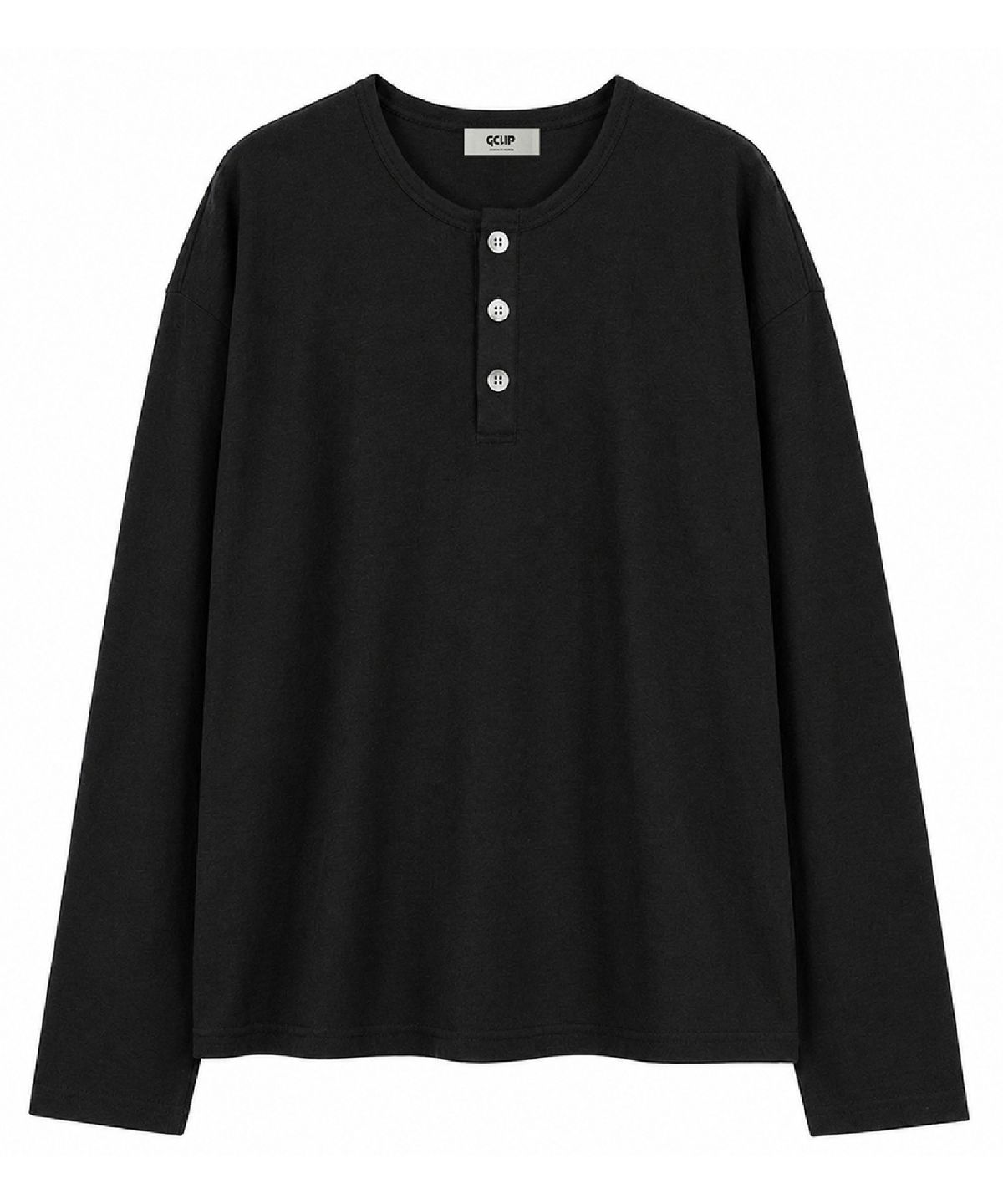 지크립(GCLIP) 헨리넥 세미 크롭 데일리 롱 슬리브 티셔츠 3Color