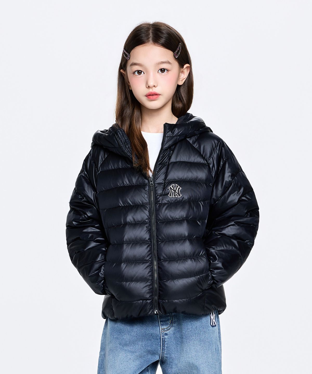 엠엘비 키즈(MLB KIDS) 아웃도어 모디파이드 유로피안덕 경량다운 NY (Black)