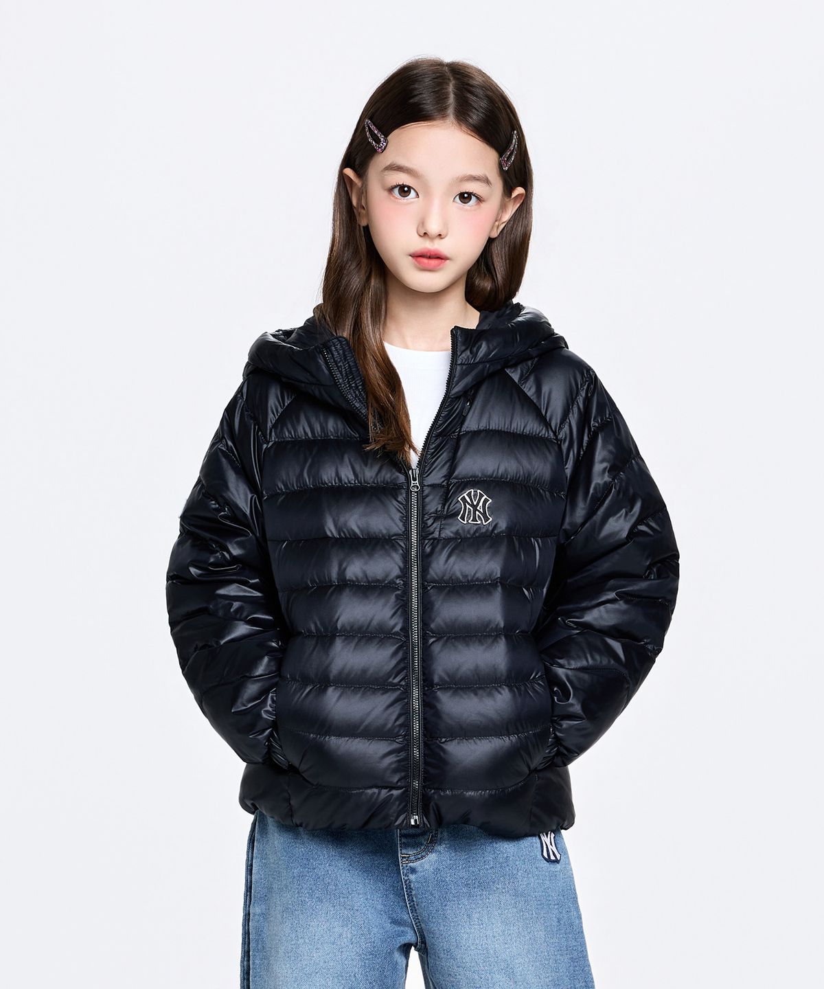 엠엘비 키즈(MLB KIDS) 아웃도어 모디파이드 유로피안덕 경량다운 NY (Black)