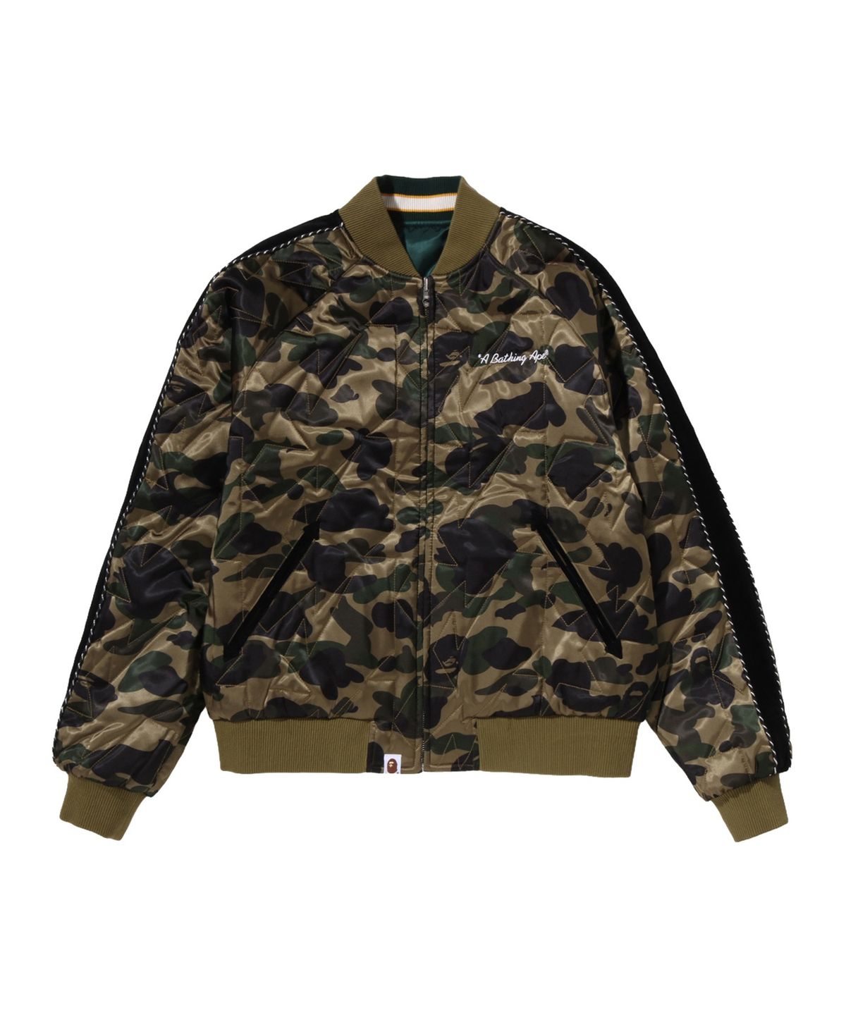 베이프(BAPE) 퍼스트 카모 리버시블 스타 퀼티드 수베니어 자켓(M) GREEN