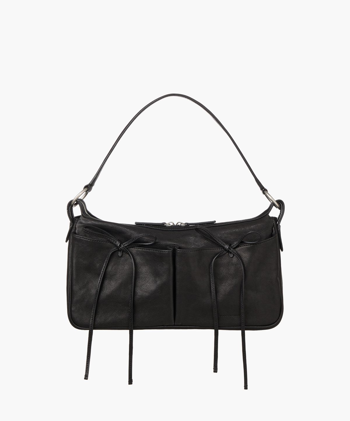 마지셔우드(MARGESHERWOOD) RIBBON POCHETTE LARGE_black washed nappa