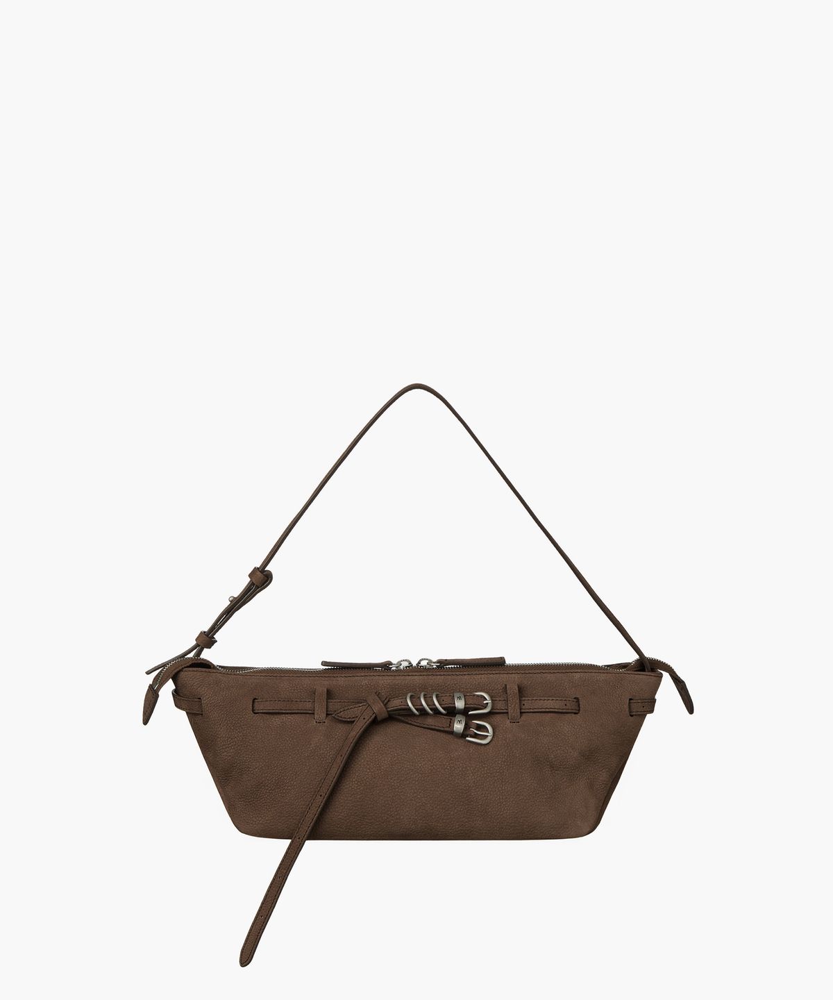 마지셔우드(MARGESHERWOOD) GRANDMA USED SLING BAG_milk brown nubuck