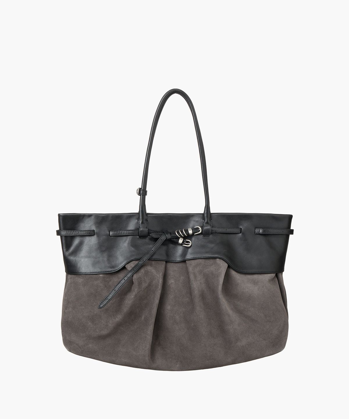 마지셔우드(MARGESHERWOOD) SOFT GRANDMA LAYERED BAG_grey suede