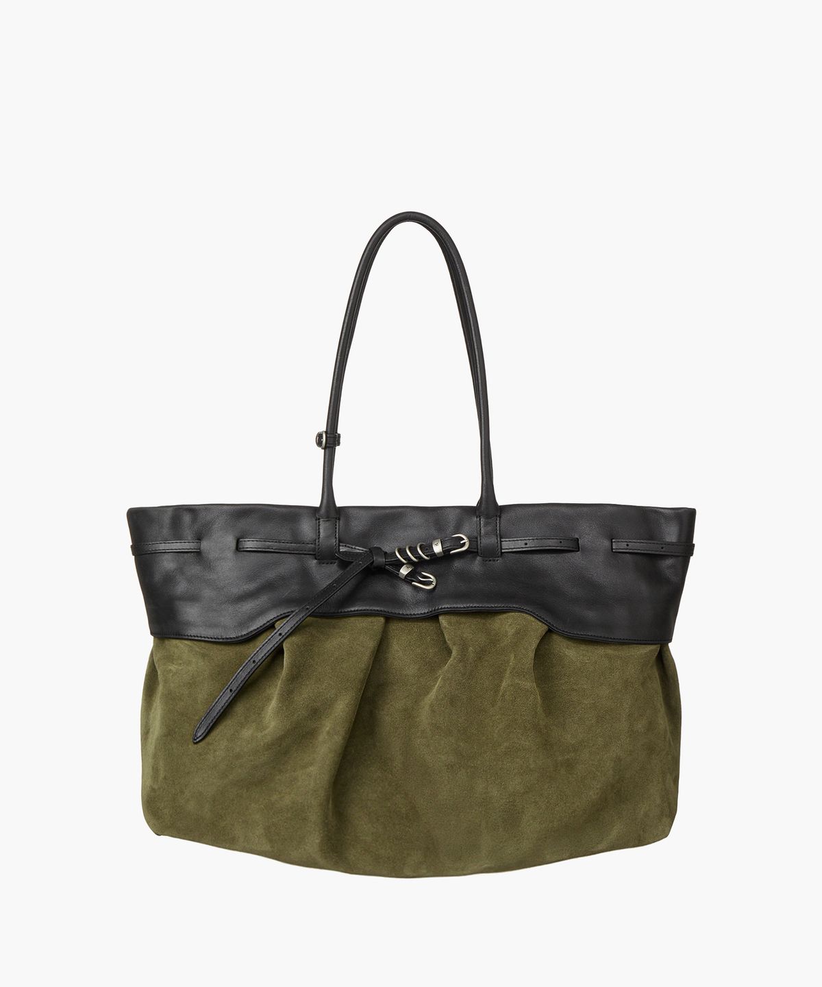 마지셔우드(MARGESHERWOOD) SOFT GRANDMA LAYERED BAG_dark olive suede