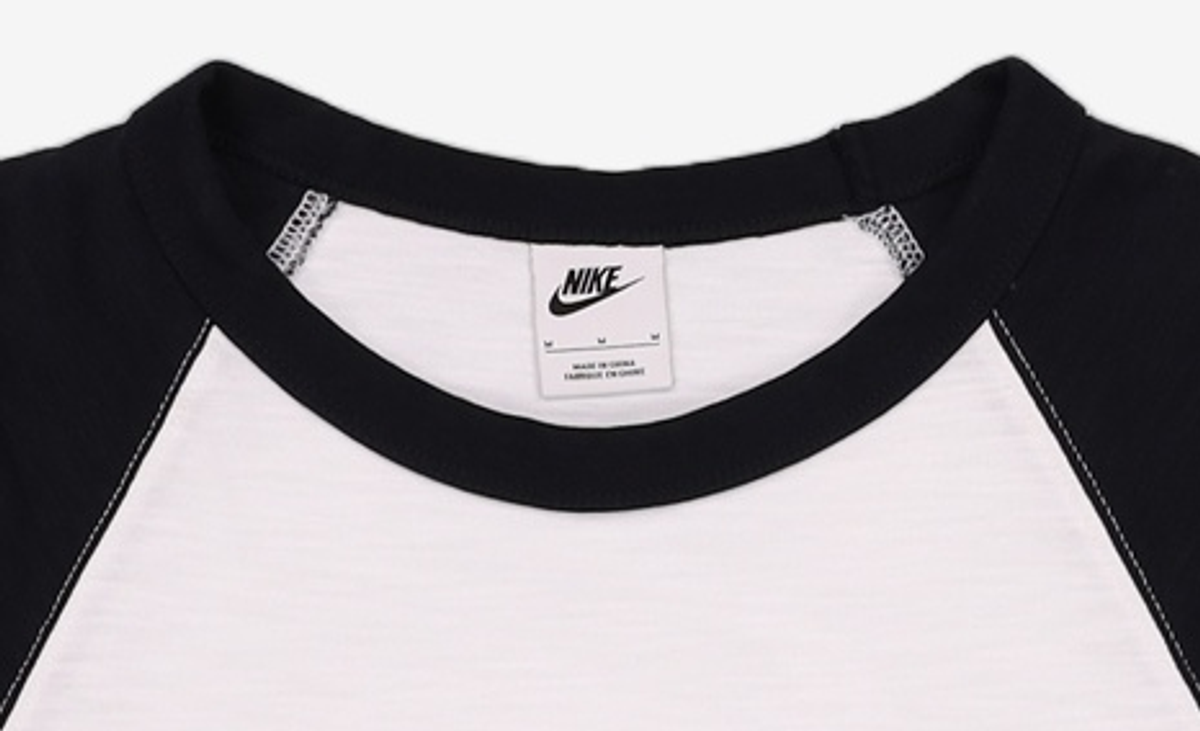 나이키(NIKE) 스포츠웨어 클럽 3/4 슬리브 래글런 탑 M - 블랙:화이트:블랙 / IF0756-010 M