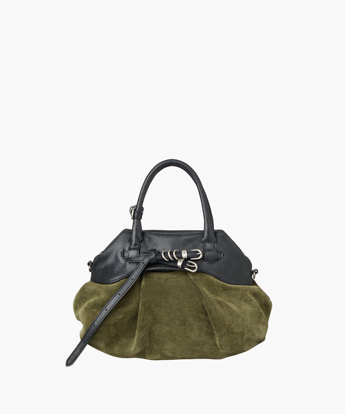 마지셔우드(MARGESHERWOOD) SOFT GRANDMA LAYERED MINI BAG_dark olive suede