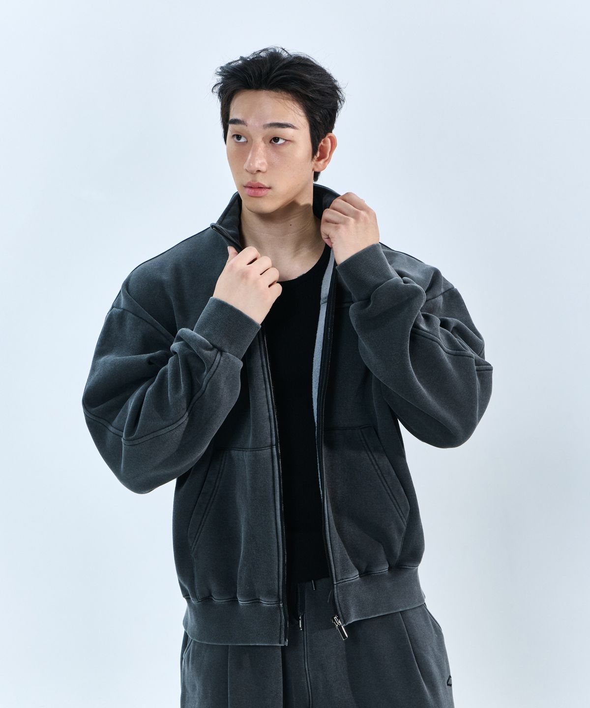 나인제트(NINEZ) 가먼트다잉 스웻 오픈 집업