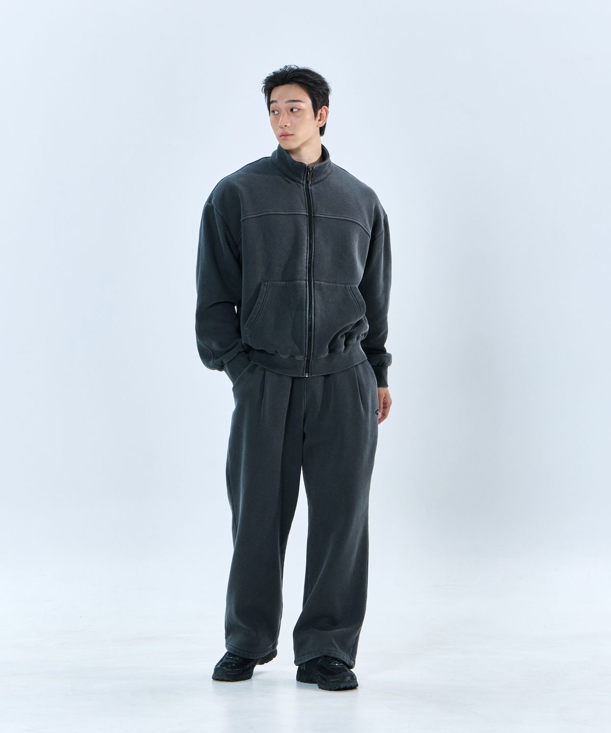 나인제트(NINEZ) 가먼트다잉 스웻 오픈 집업