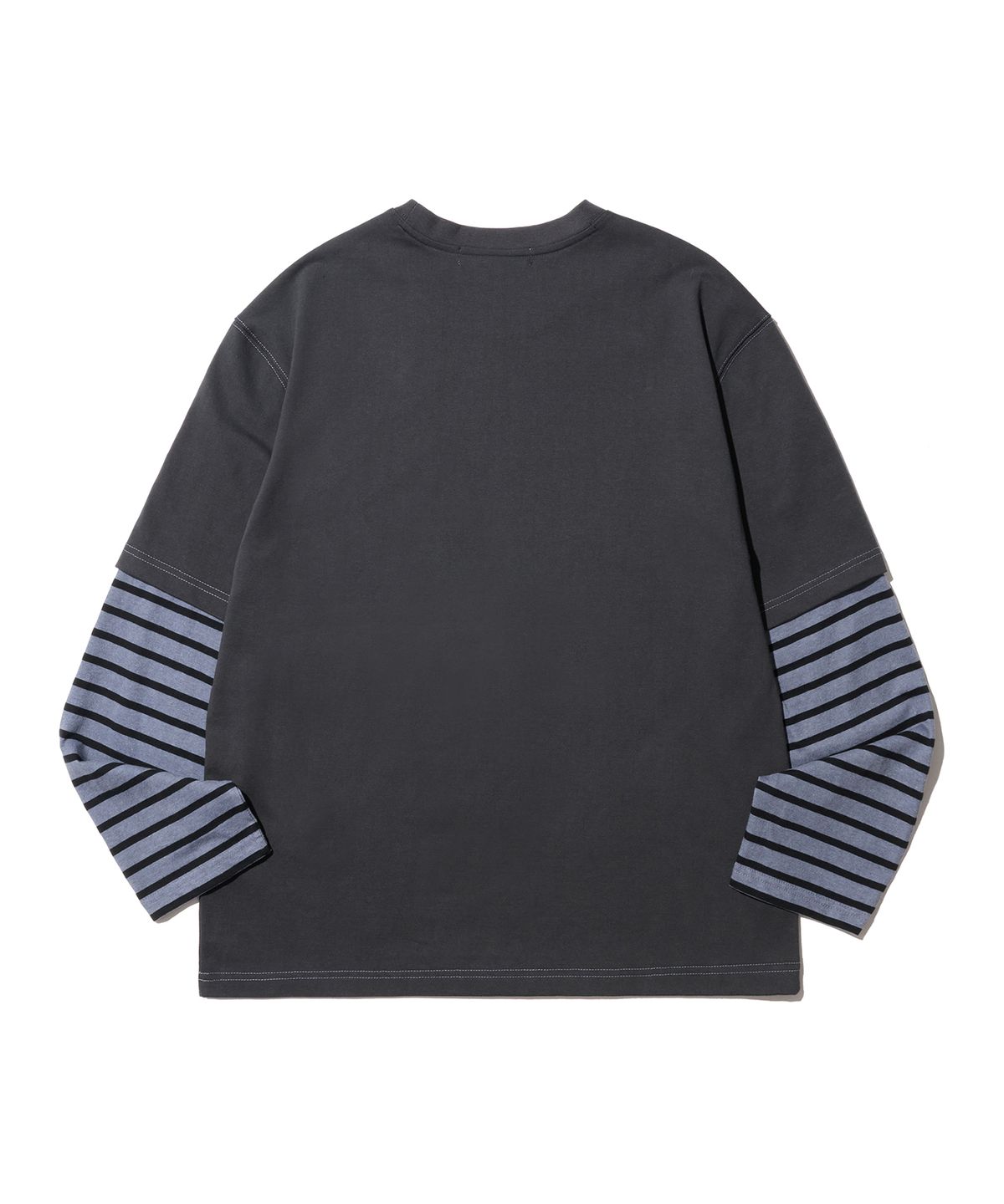 논타입(NONTYPE) STRIPE LAYERED LONG SLEEVE (CHARCOAL)