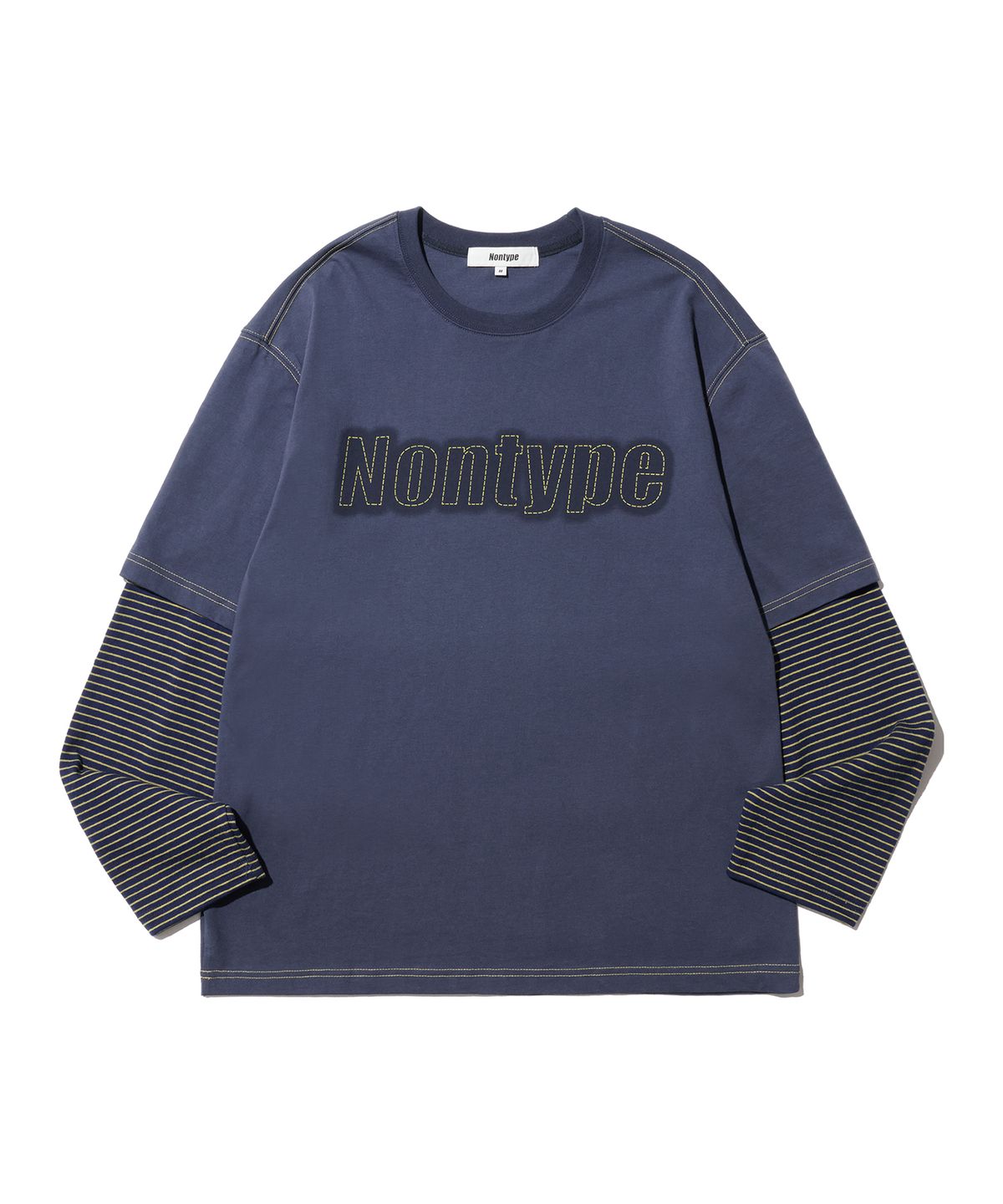 논타입(NONTYPE) STRIPE LAYERED LONG SLEEVE (NAVY)
