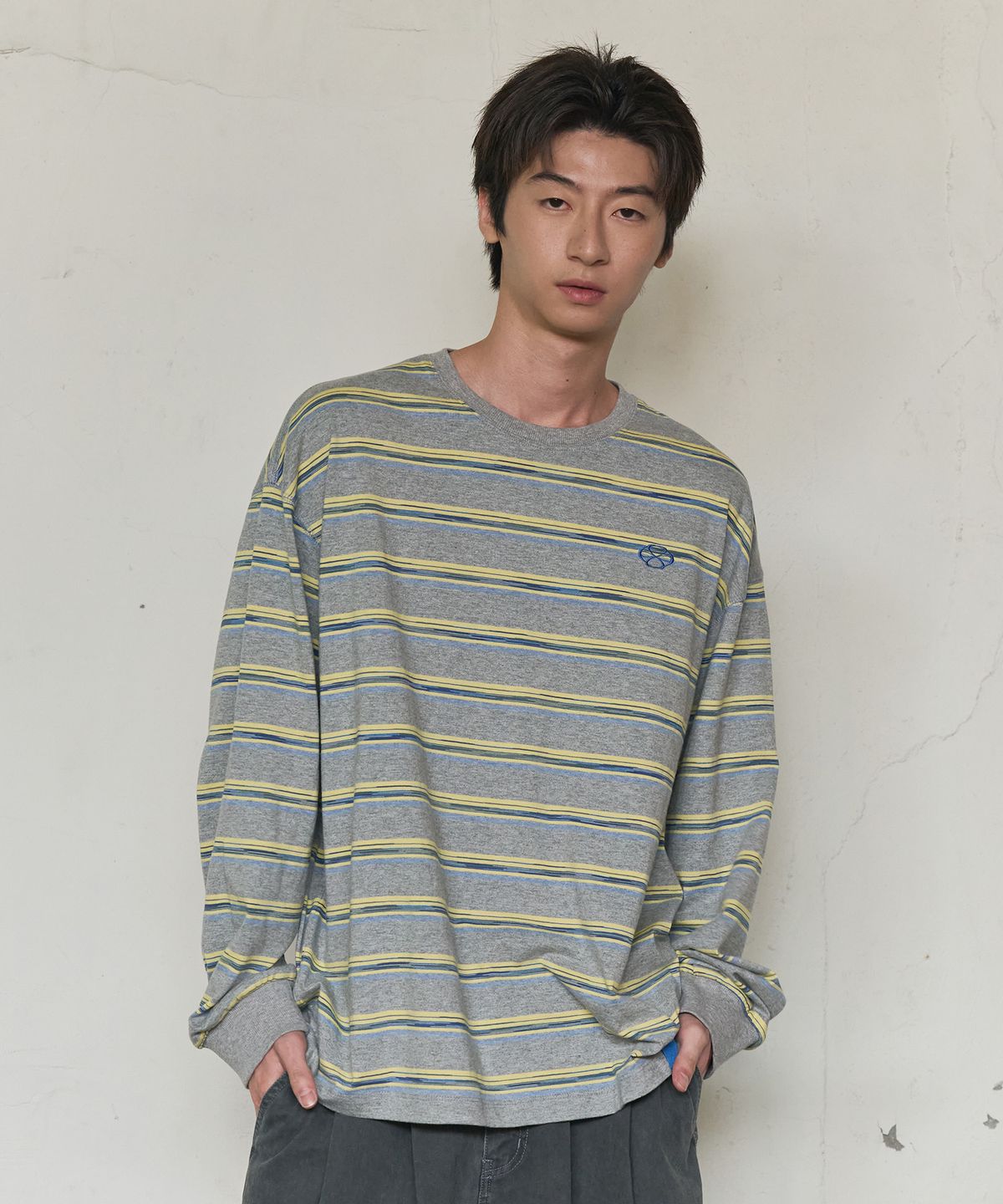 논타입(NONTYPE) MULTI STRIPE LONG SLEEVE (GREY)