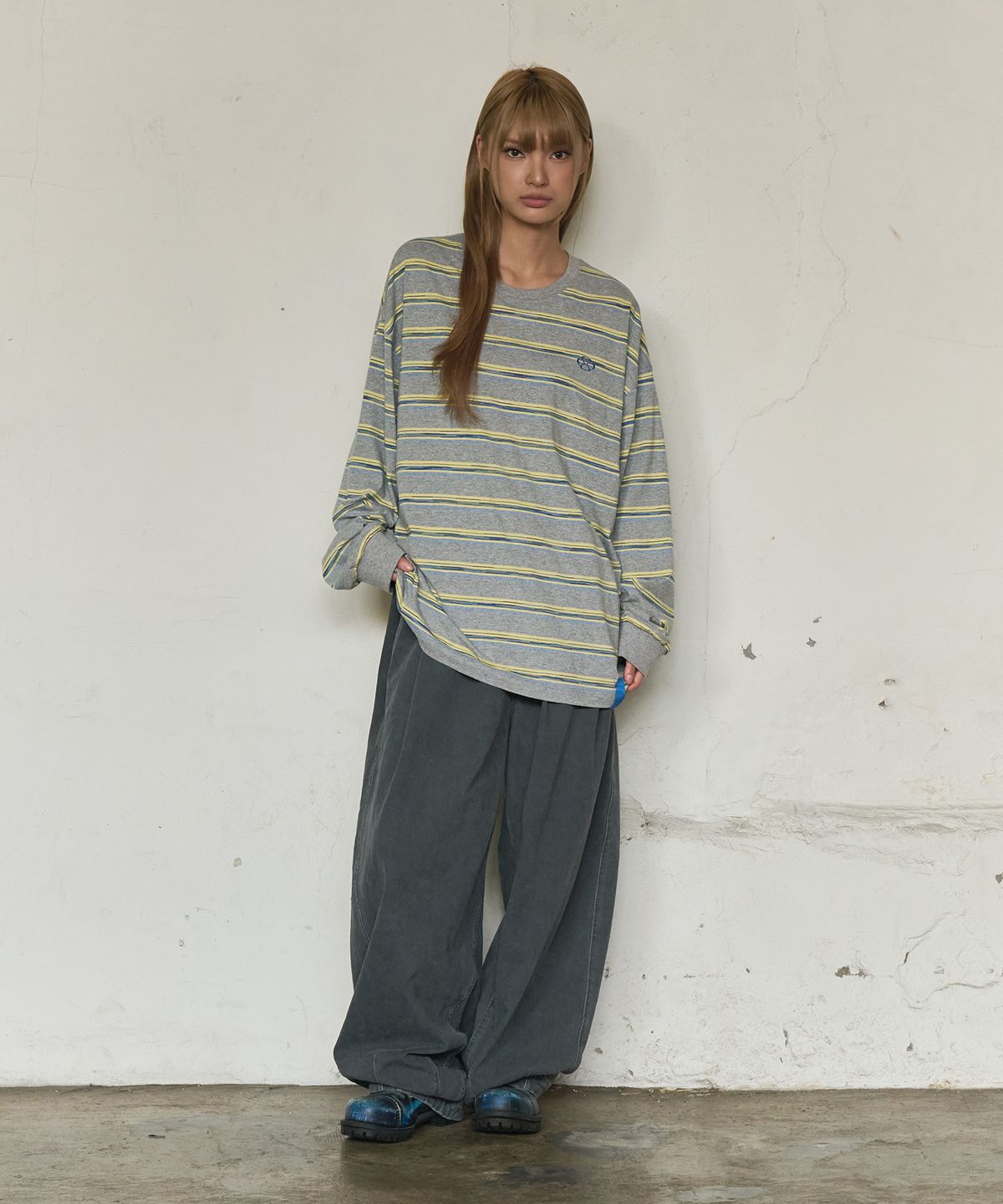 논타입(NONTYPE) MULTI STRIPE LONG SLEEVE (GREY)
