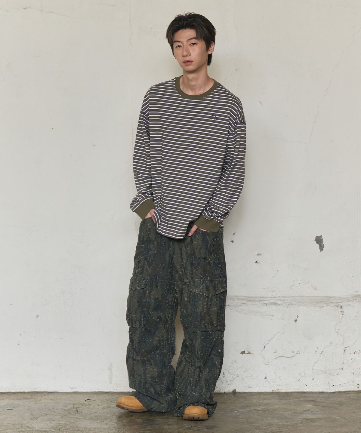 논타입(NONTYPE) MULTI STRIPE LONG SLEEVE (KHAKI)