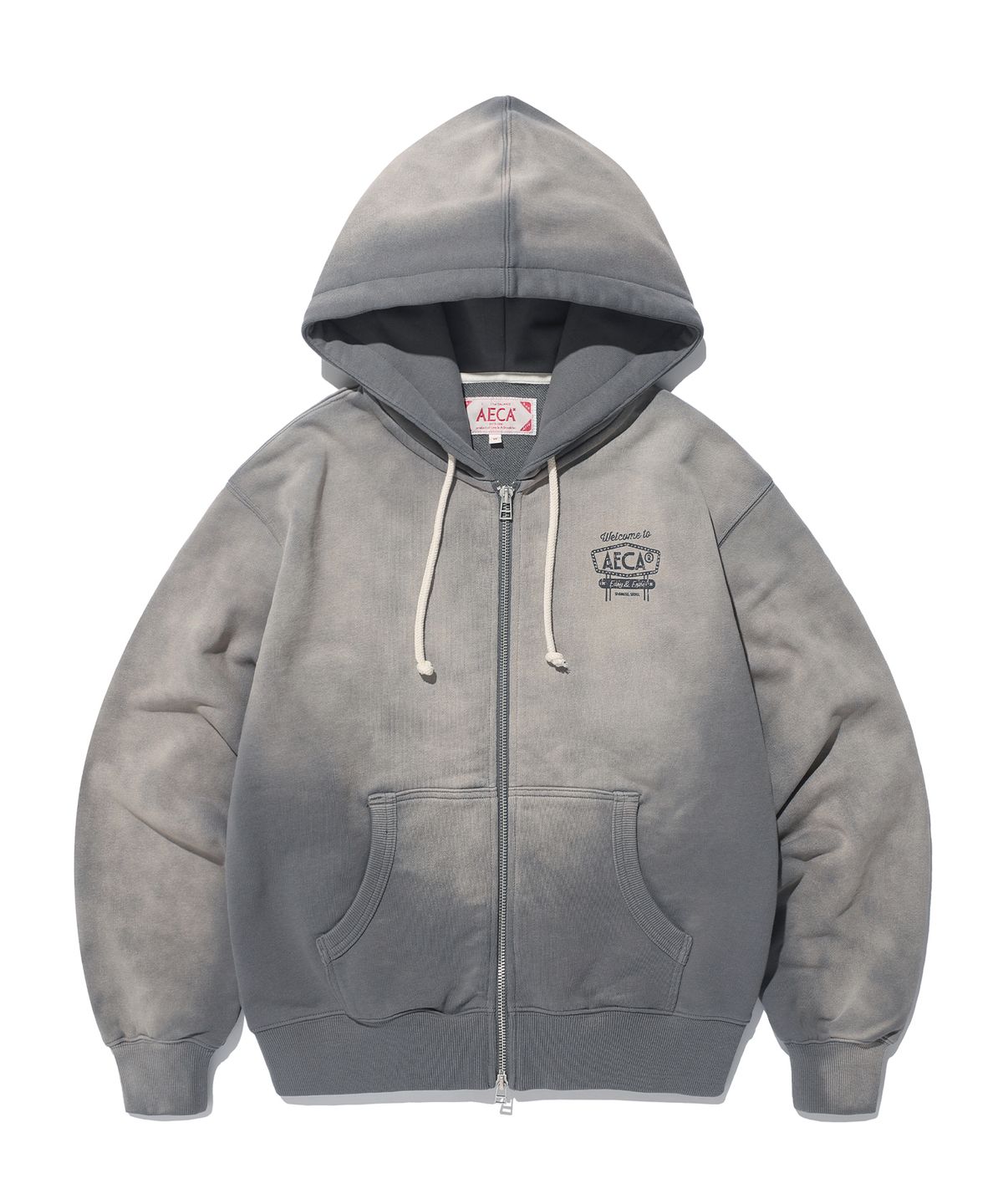 에이카화이트(AECA) AECA CONTRAST ZIP-UP WASHED HOODIE (2color)